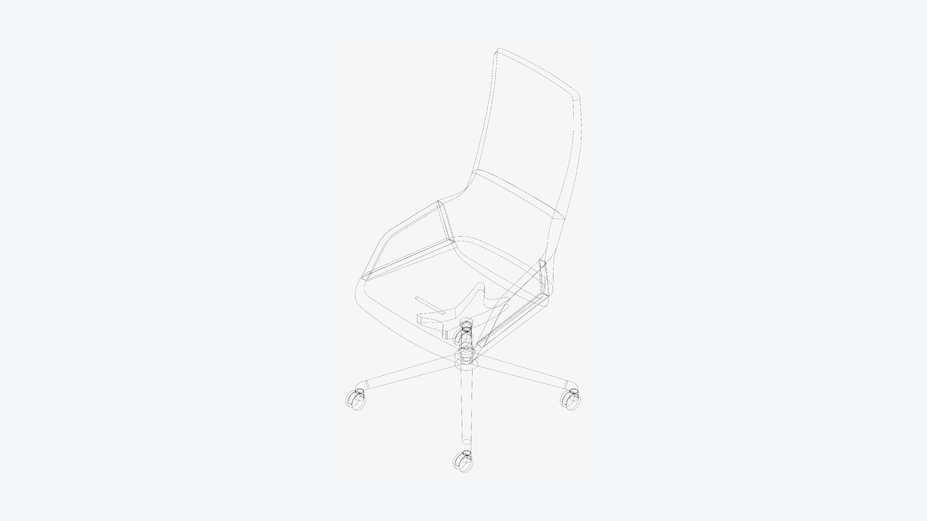 Chair - Conference - Worksmart - 4 Star Castors - Rocking Low-poly 3D model_3