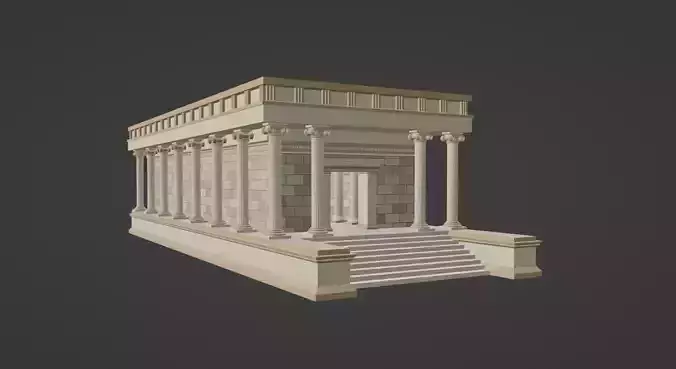 Temple lowpoly with columns and steps