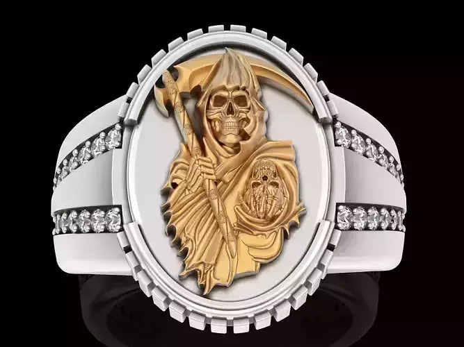 Angel of death ring  gold silver printable jewelry 3D model