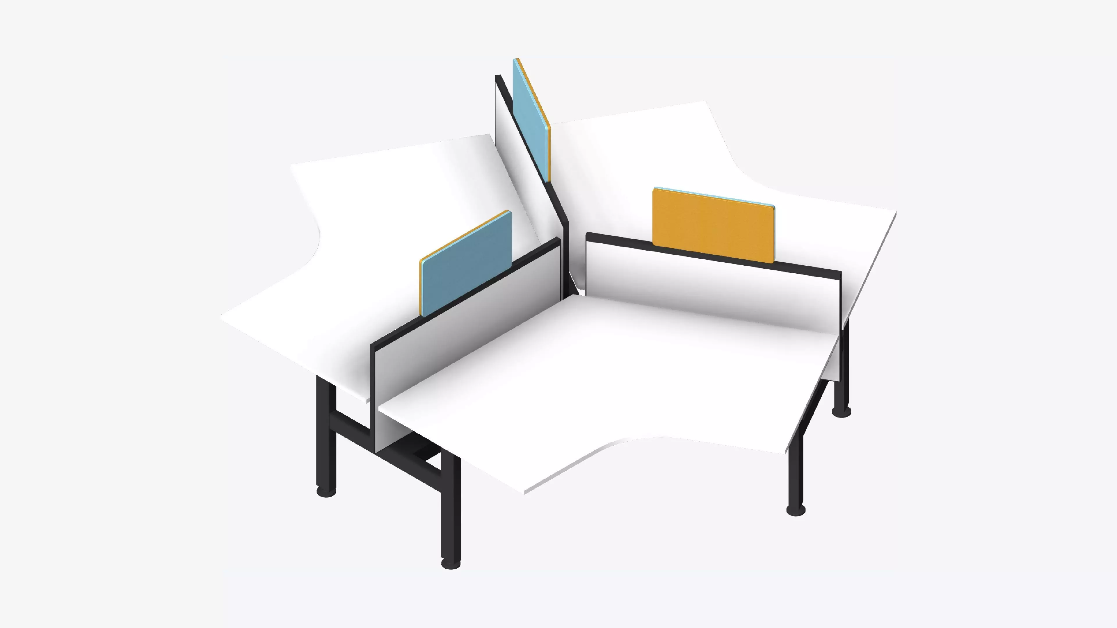 Desk - Cluster - Officetec - Angular - 120 Deg - Fixed Height Low-poly 3D model_0