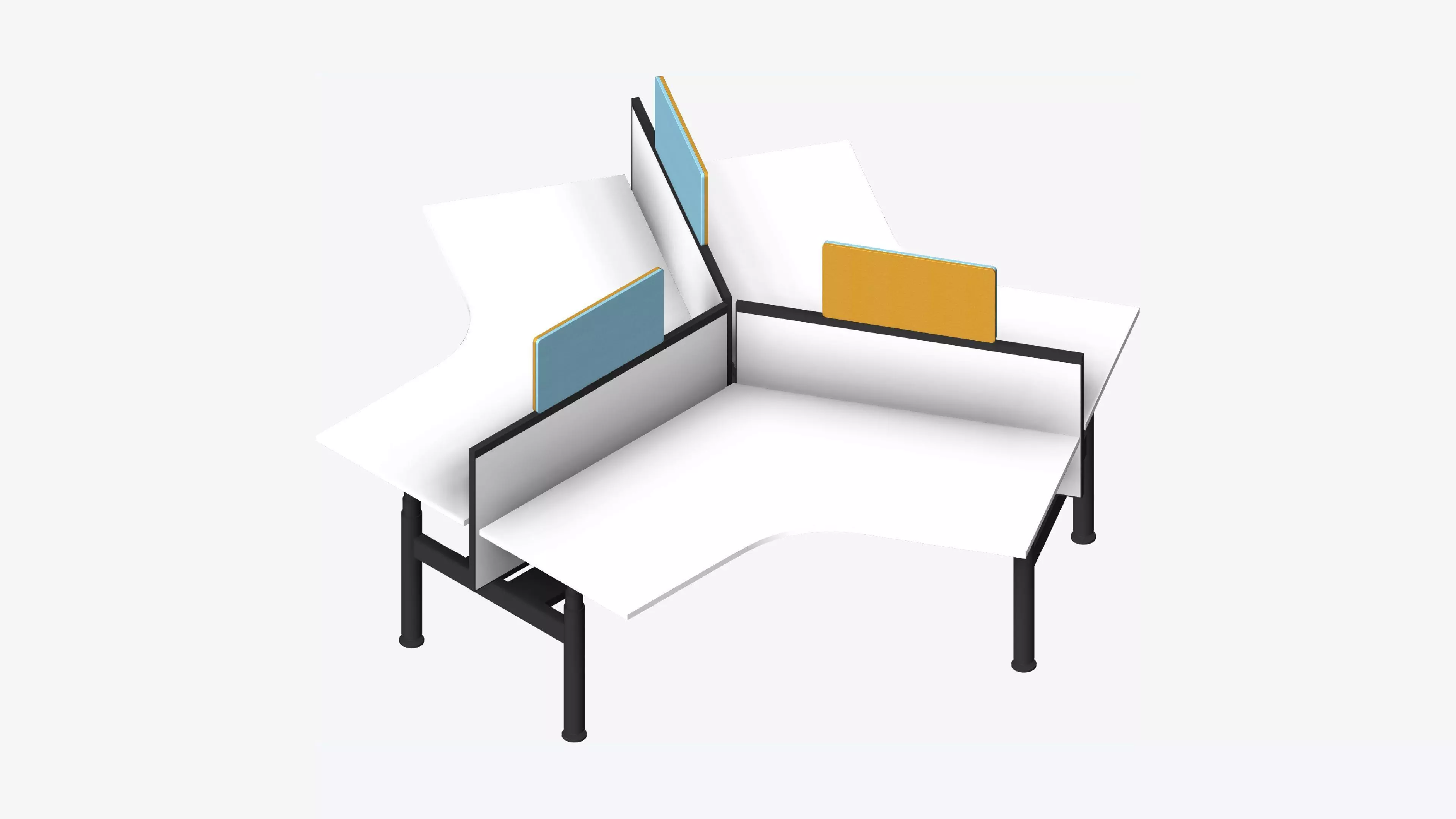 Desk - Cluster - Officetec - Modela - 120 Deg - Adjustable Low-poly 3D model_0
