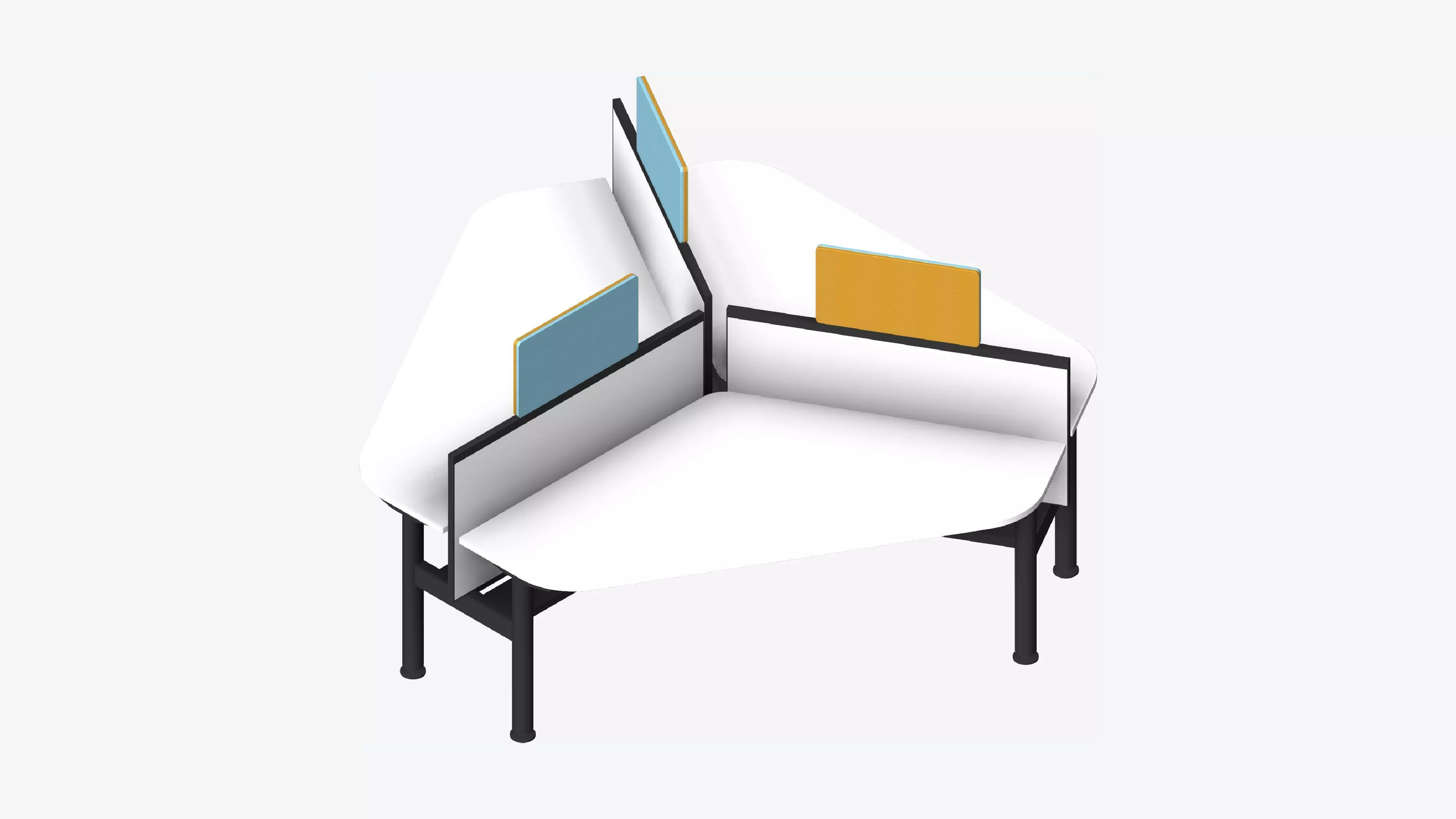 Desk - Cluster - Officetec - Modela - 120 Deg - Triangle Low-poly 3D model_0