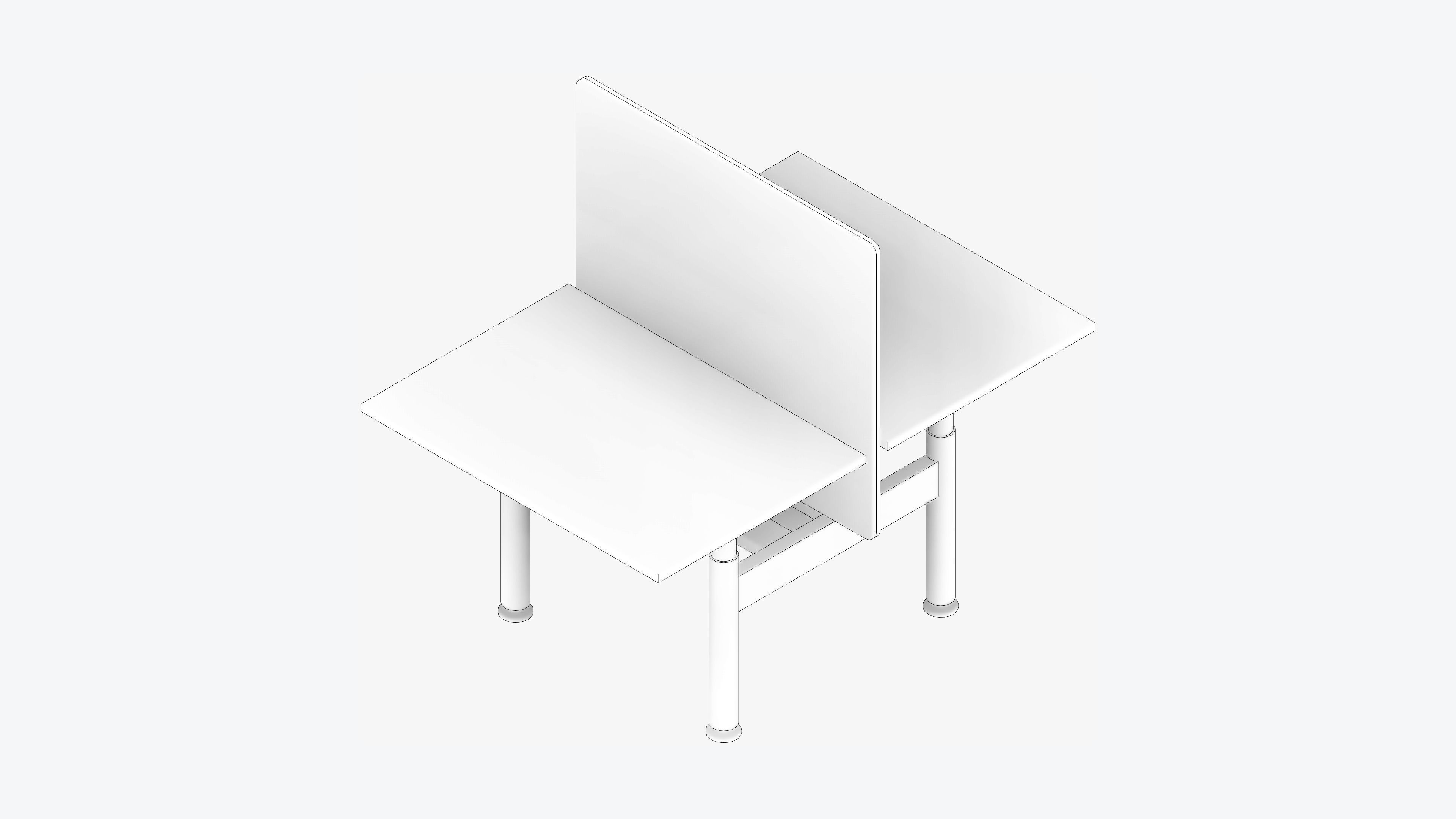 Desk - Double - Officetec - Modela - Linear - Adjustable Height Low-poly 3D model_2