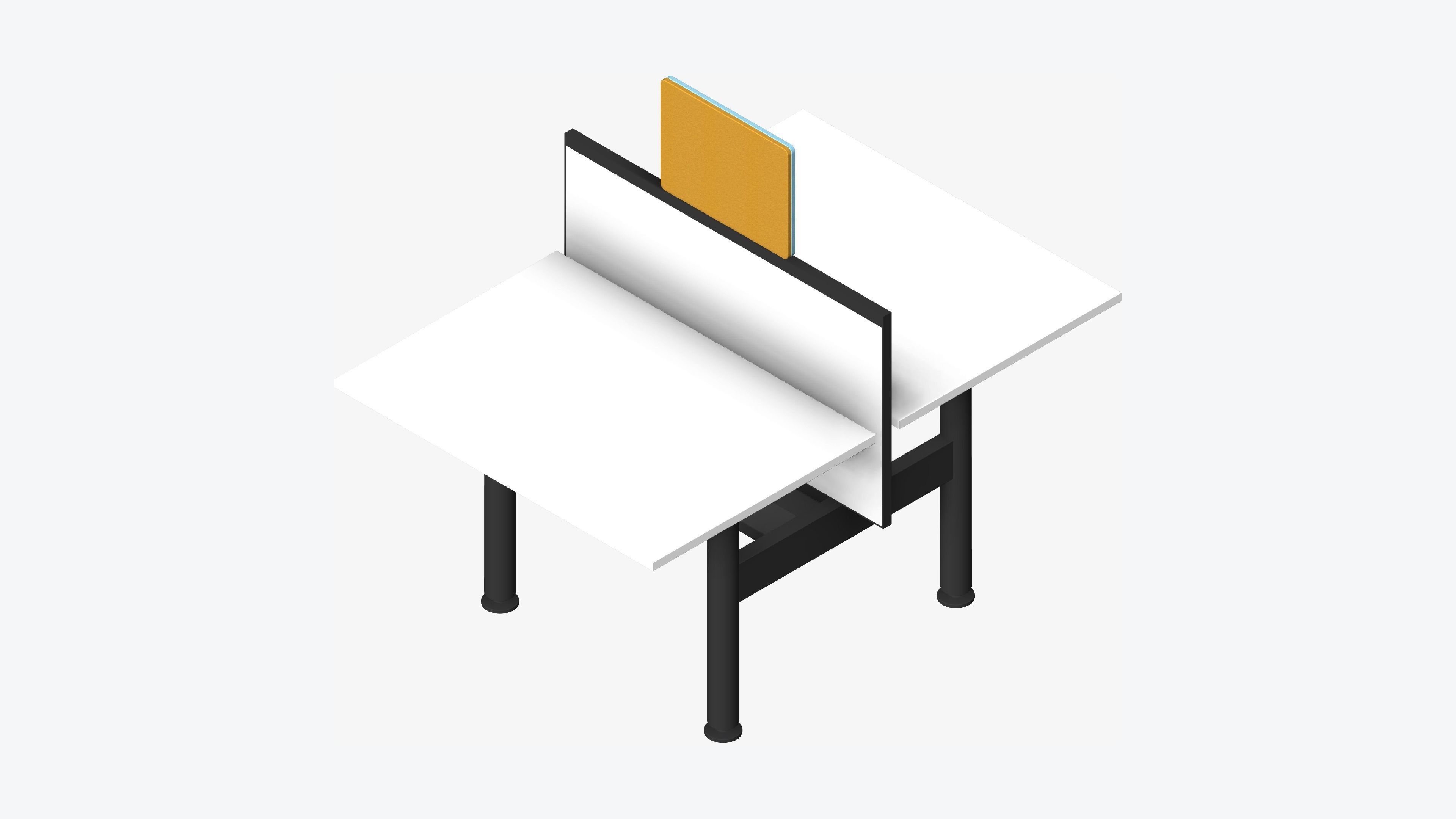 Desk - Double - Officetec - Modela - Linear - Fixed Height Low-poly 3D model_6