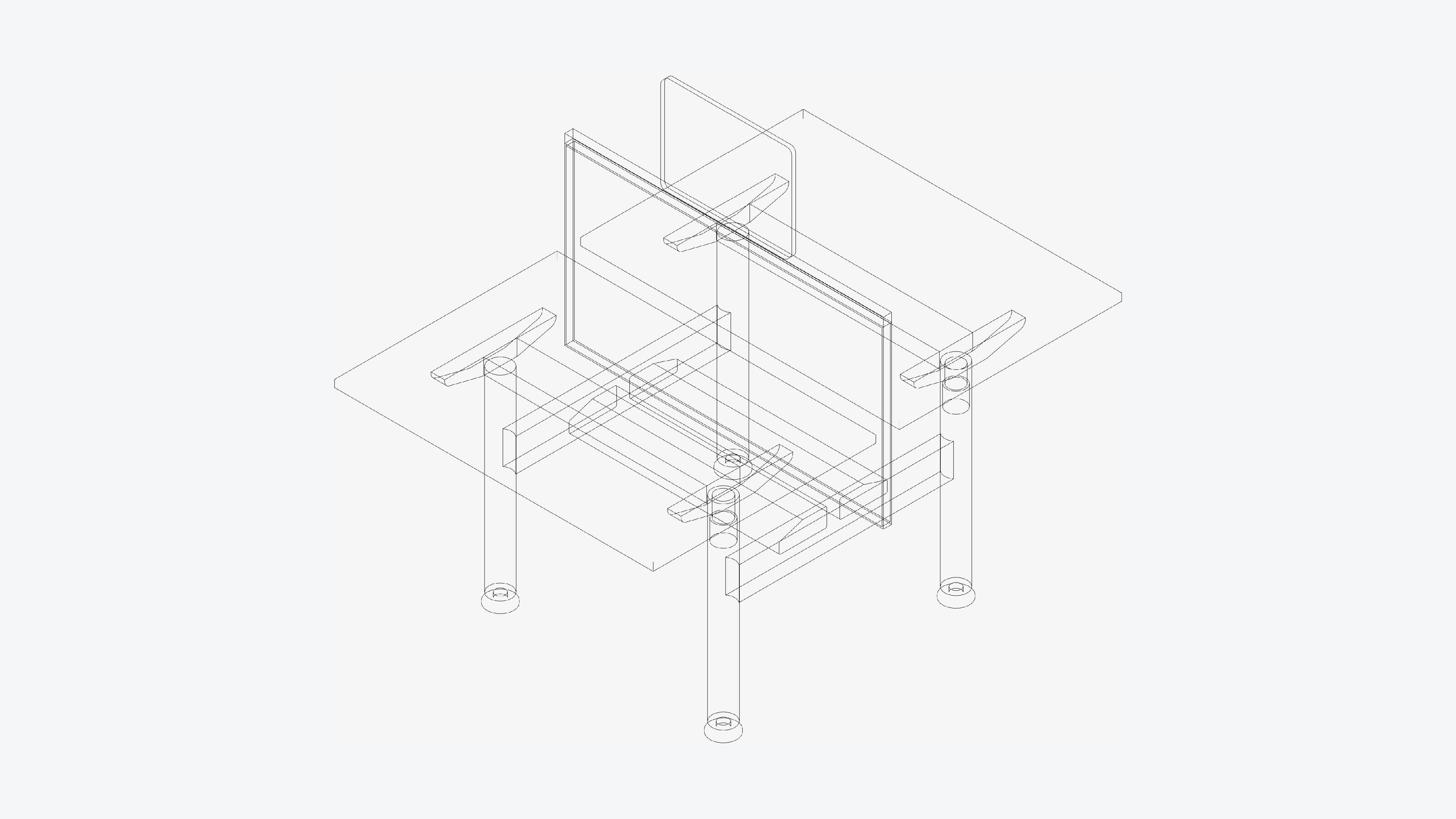 Desk - Double - Officetec - Modela - Linear - Fixed Height Low-poly 3D model_3