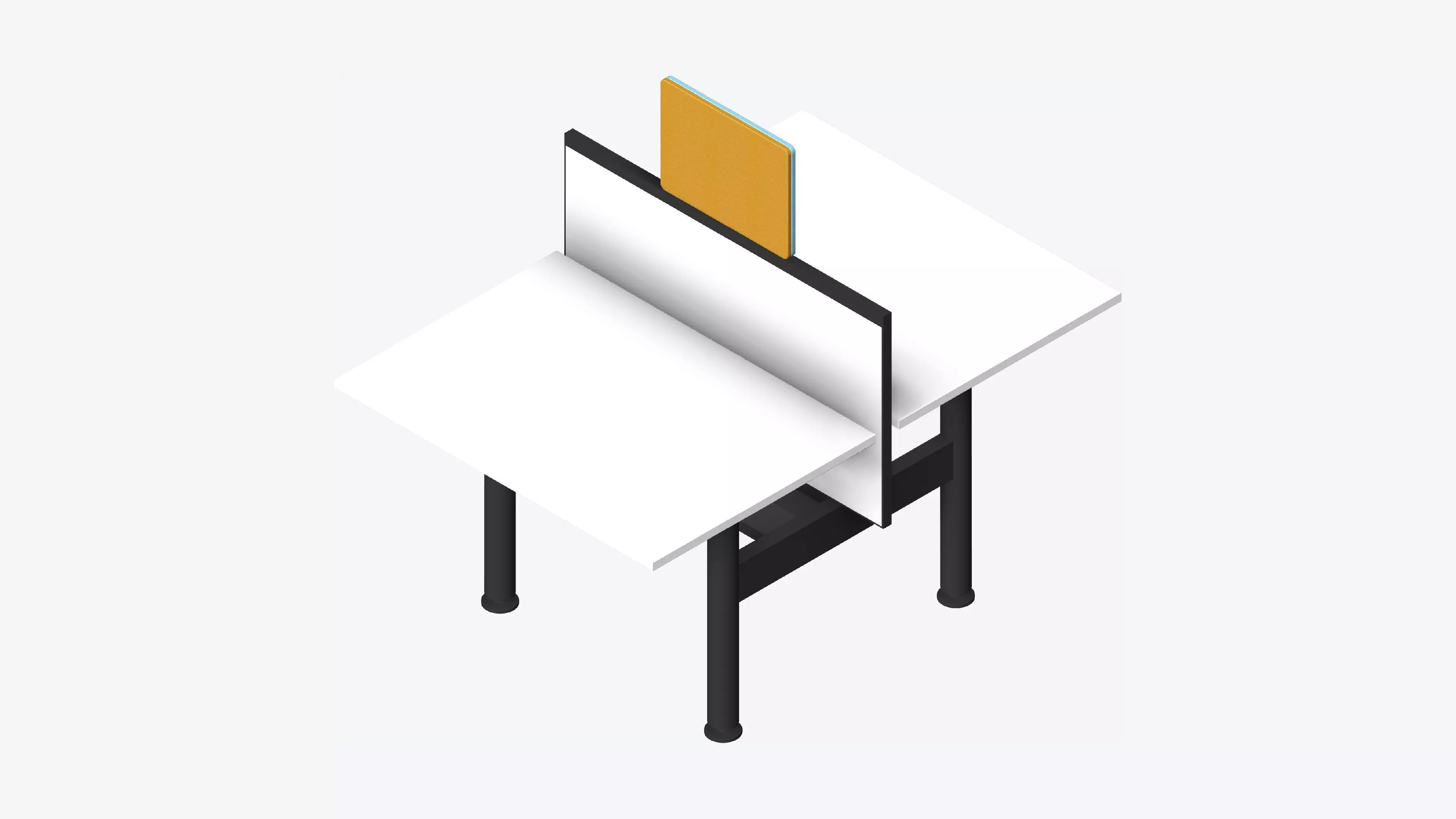 Desk - Double - Officetec - Modela - Linear - Fixed Height Low-poly 3D model_0