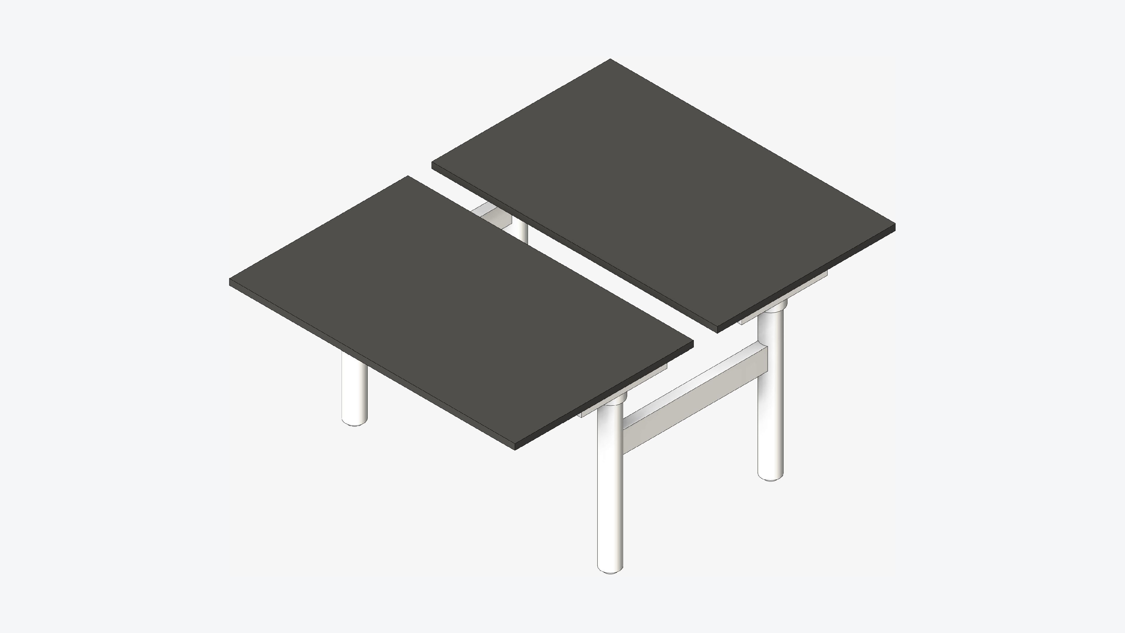 Desk - Rectangle - Simplicity - Double Low-poly 3D model_1