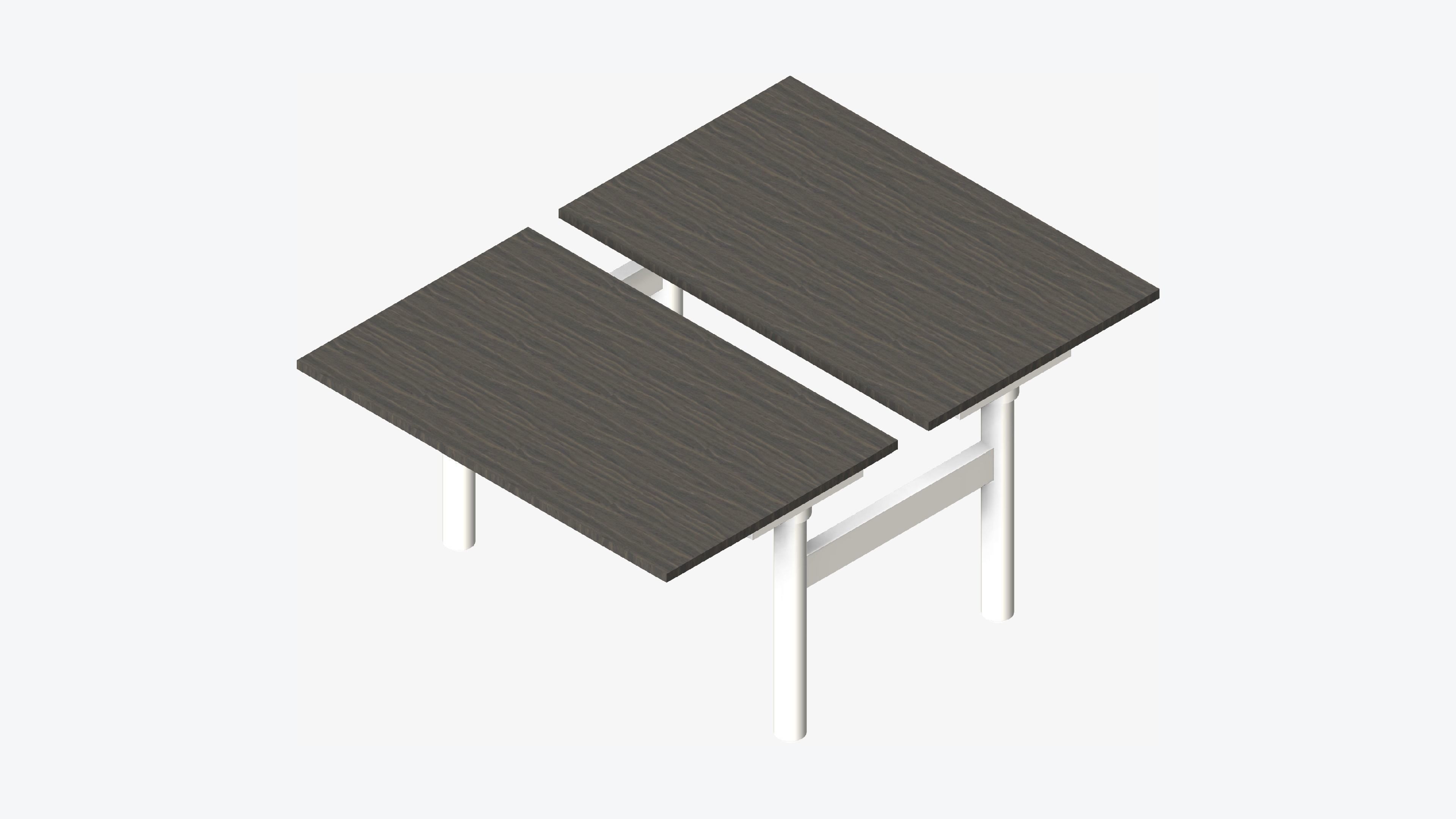 Desk - Rectangle - Simplicity - Double Low-poly 3D model_6