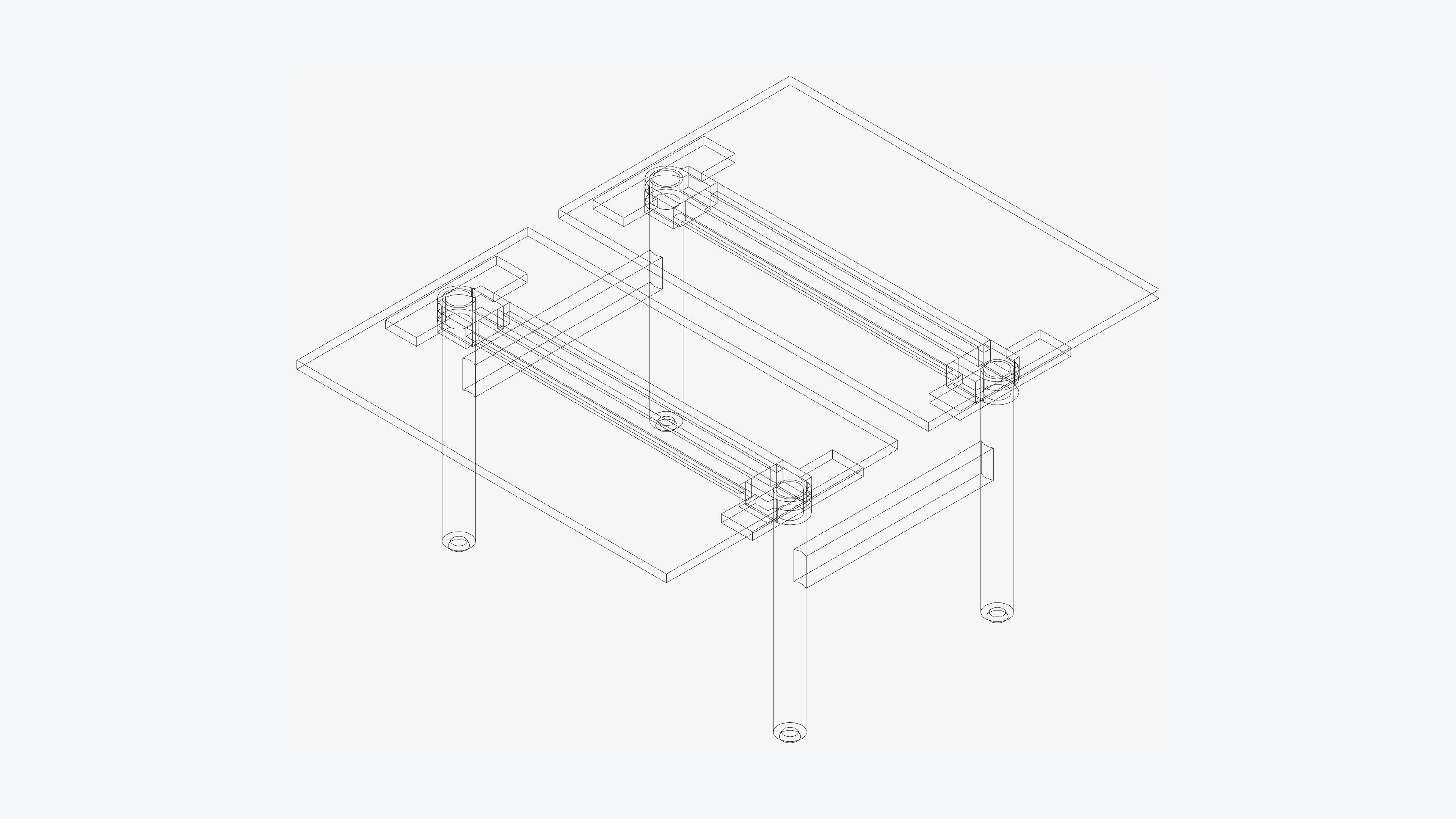 Desk - Rectangle - Simplicity - Double Low-poly 3D model_3