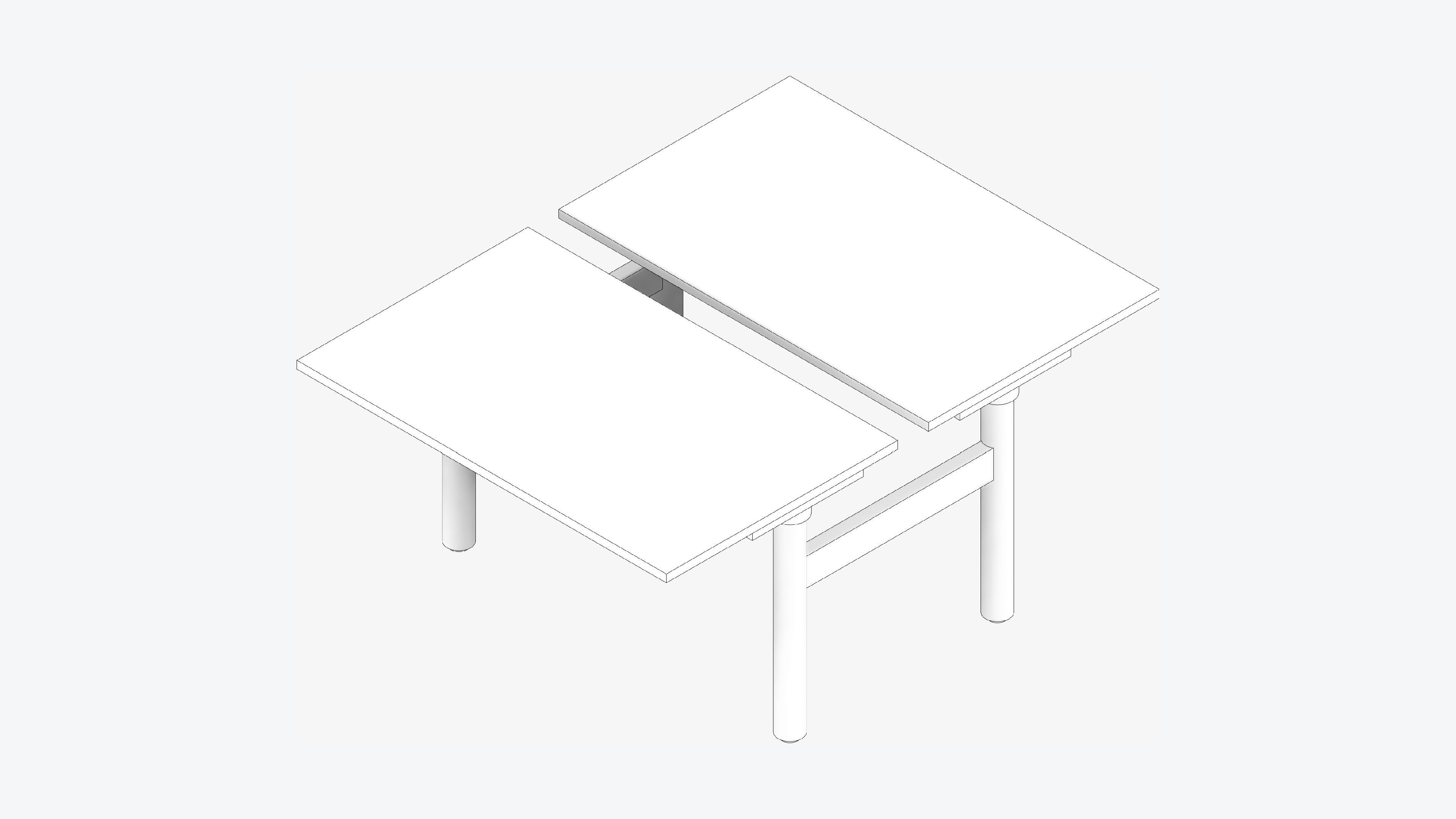 Desk - Rectangle - Simplicity - Double Low-poly 3D model_2