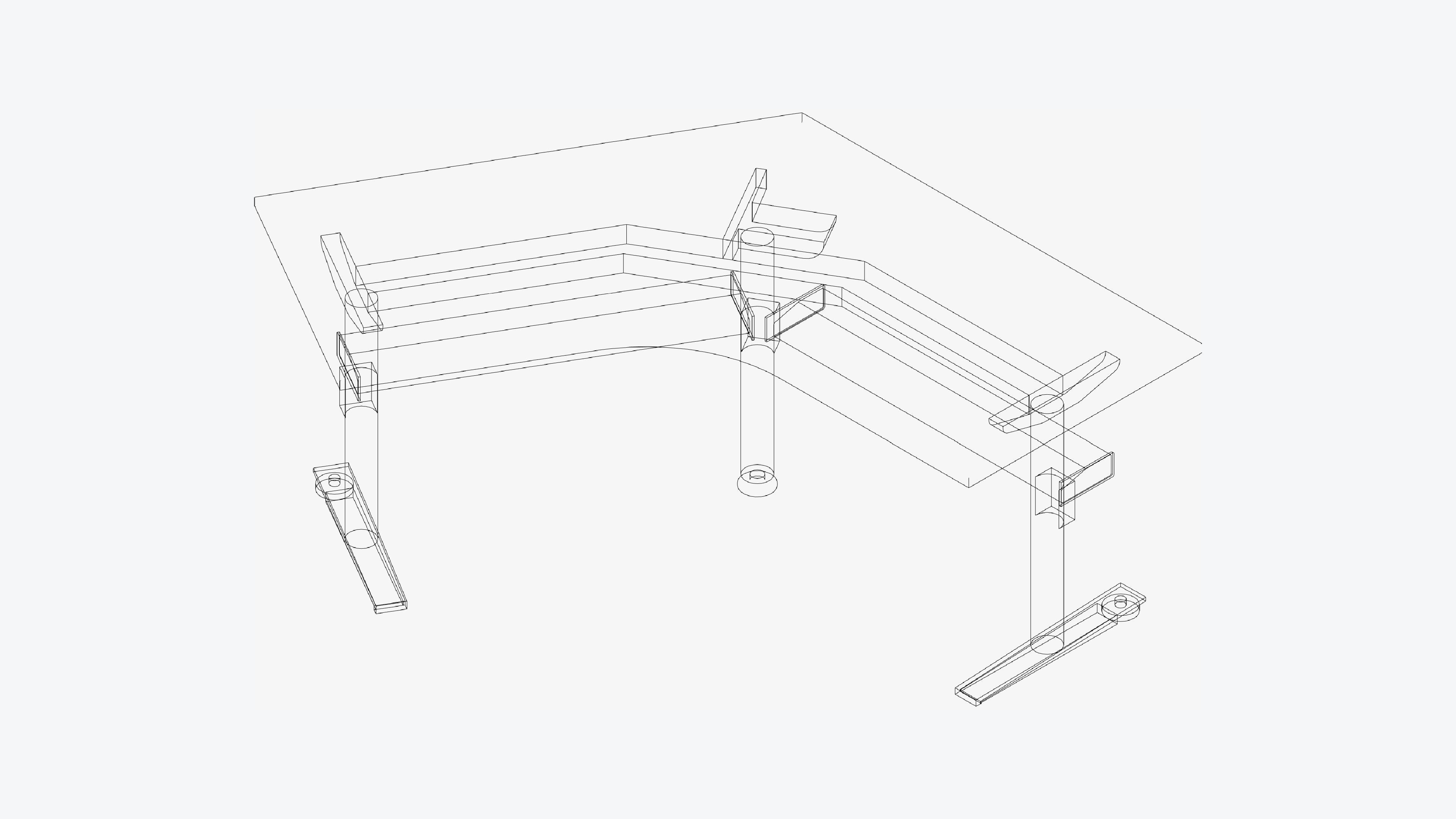 Desk - Single - Officetec - Modela - 120 Deg - Fixed Height Low-poly 3D model_3