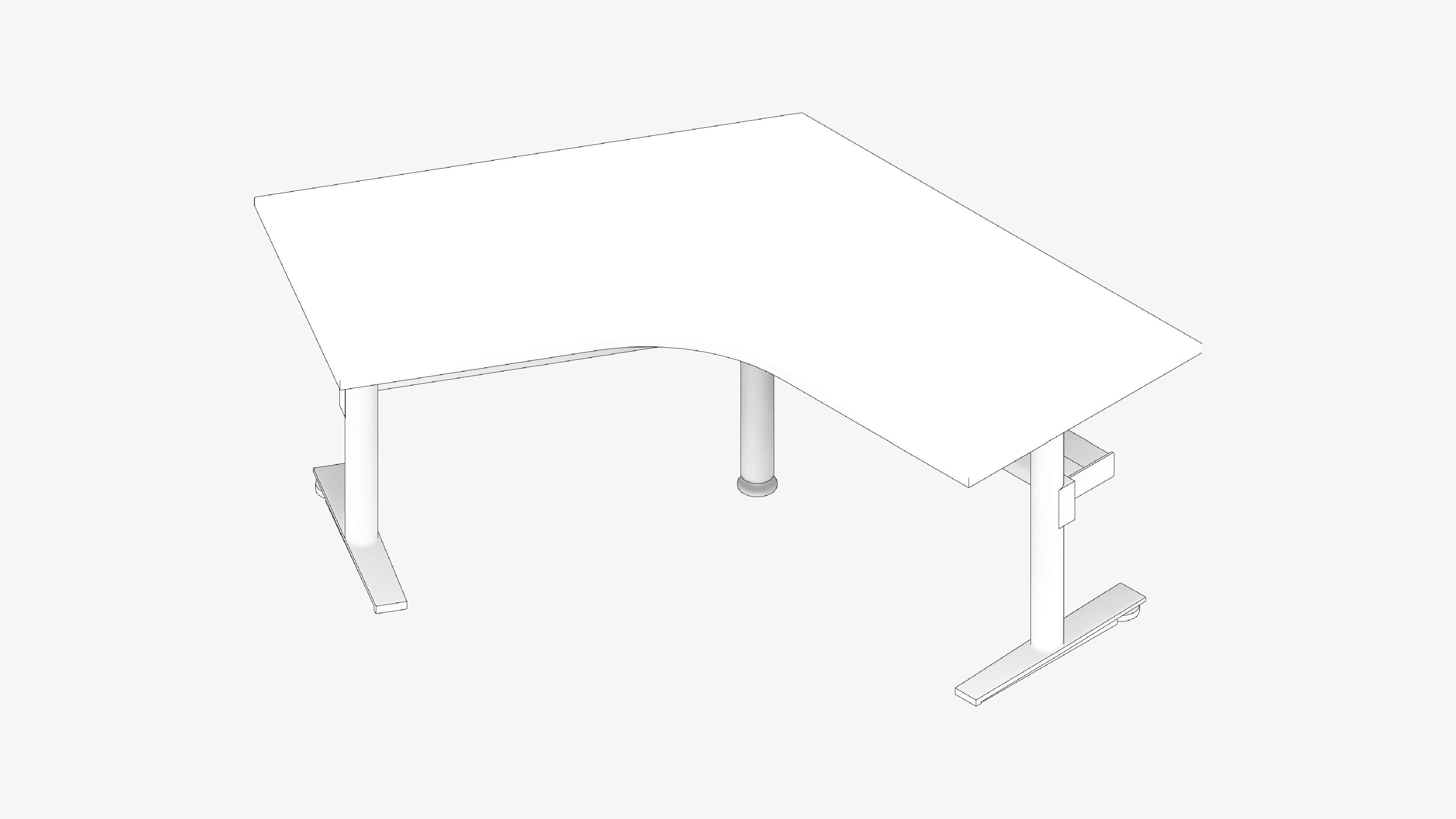 Desk - Single - Officetec - Modela - 120 Deg - Fixed Height Low-poly 3D model_2