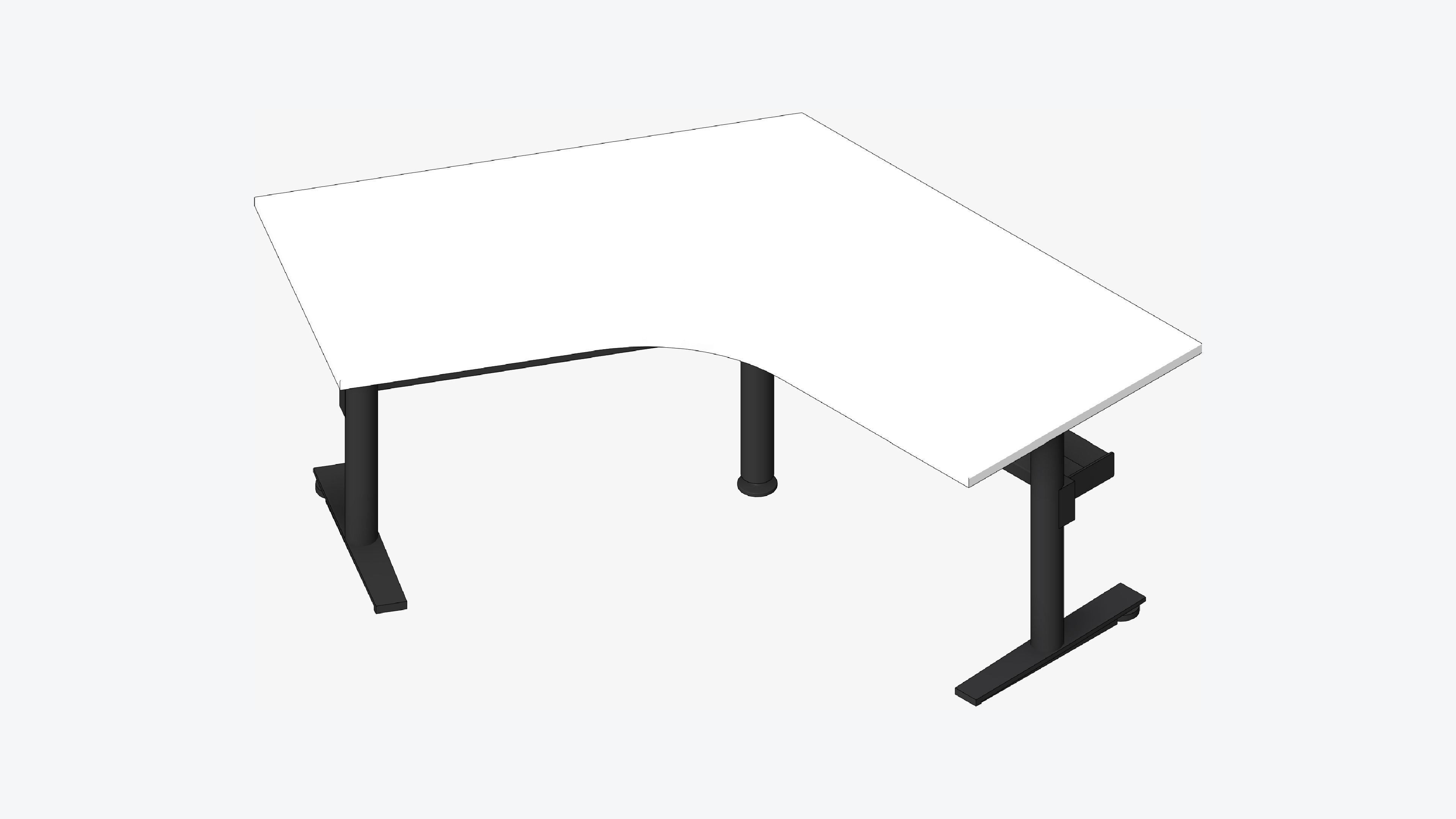 Desk - Single - Officetec - Modela - 120 Deg - Fixed Height Low-poly 3D model_1