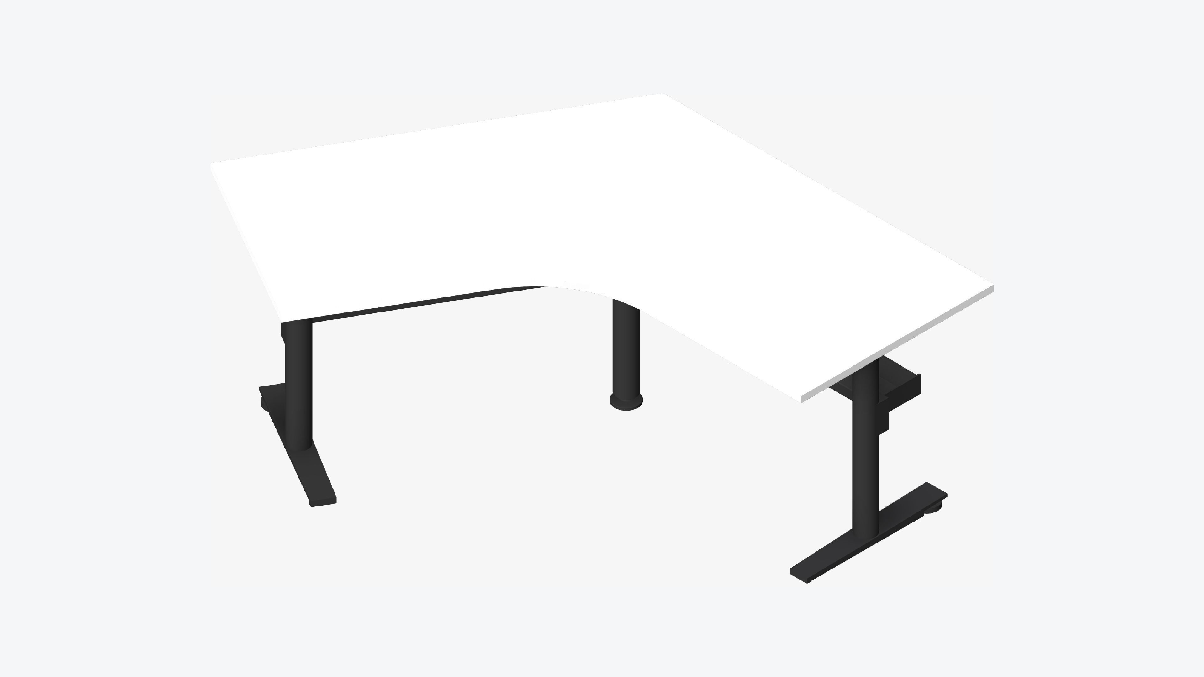 Desk - Single - Officetec - Modela - 120 Deg - Fixed Height Low-poly 3D model_6