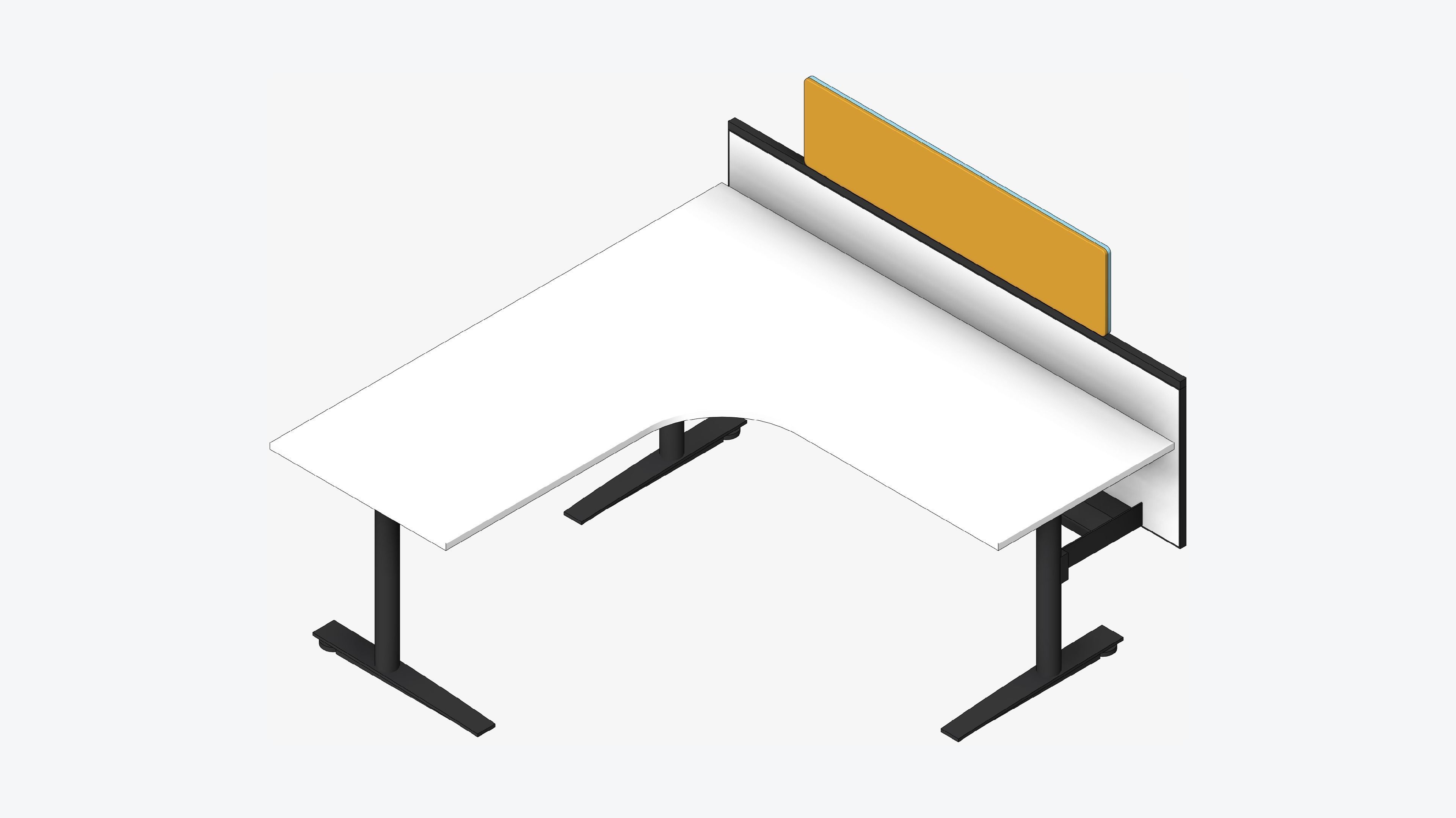 Desk - Single - Officetec - Modela - 90 Deg - Fixed Height Low-poly 3D model_1