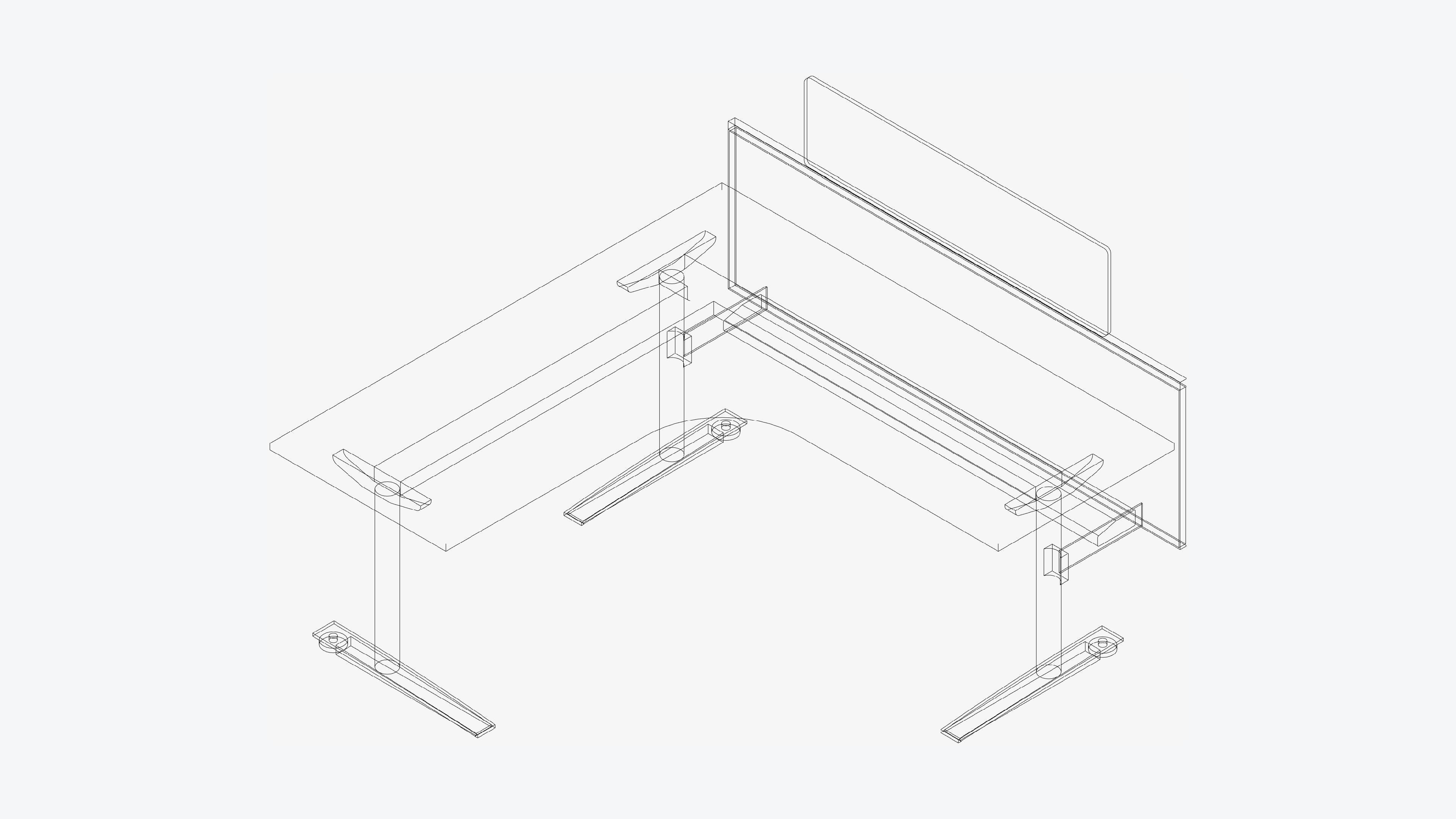 Desk - Single - Officetec - Modela - 90 Deg - Fixed Height Low-poly 3D model_3
