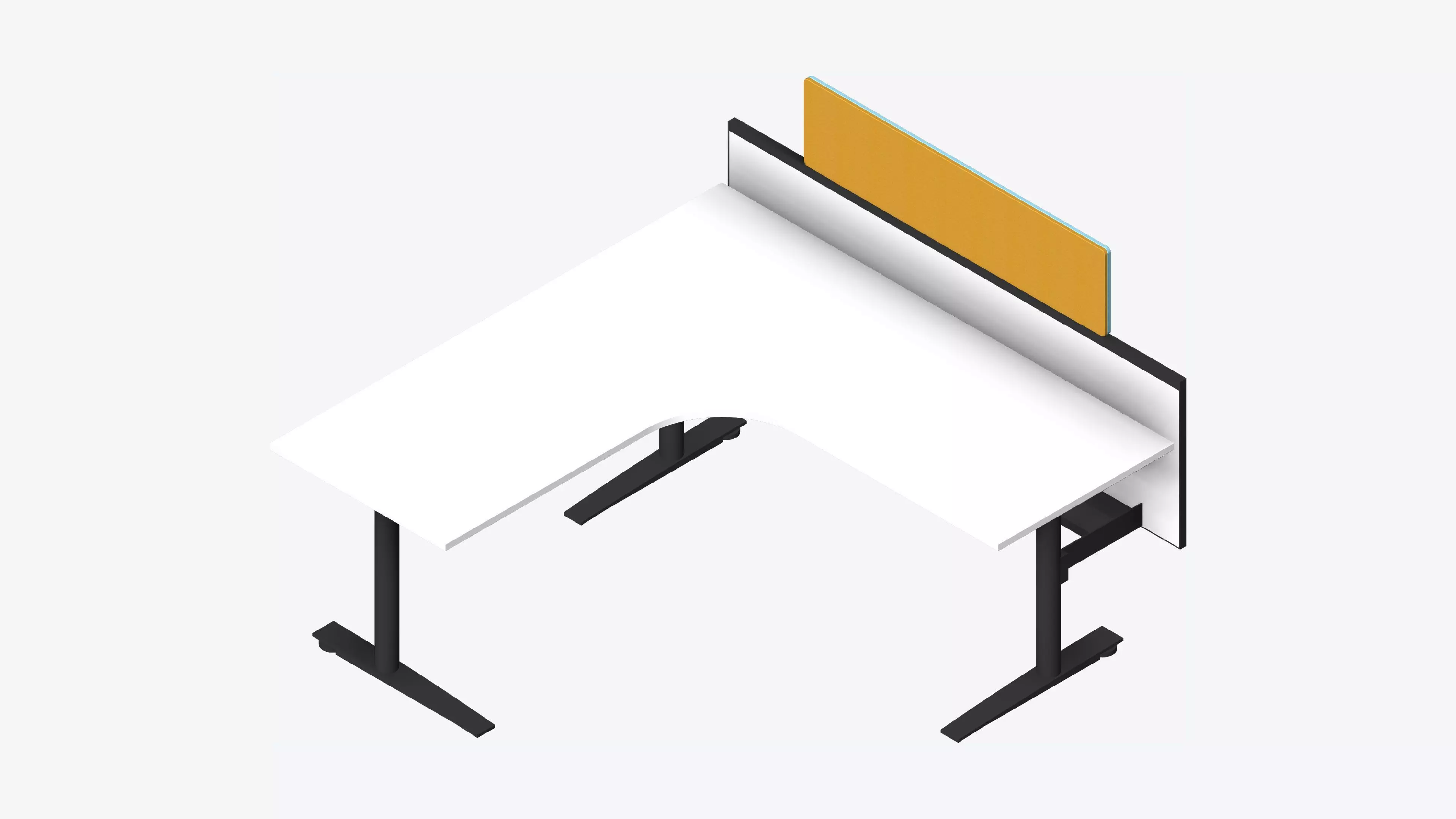Desk - Single - Officetec - Modela - 90 Deg - Fixed Height Low-poly 3D model_0
