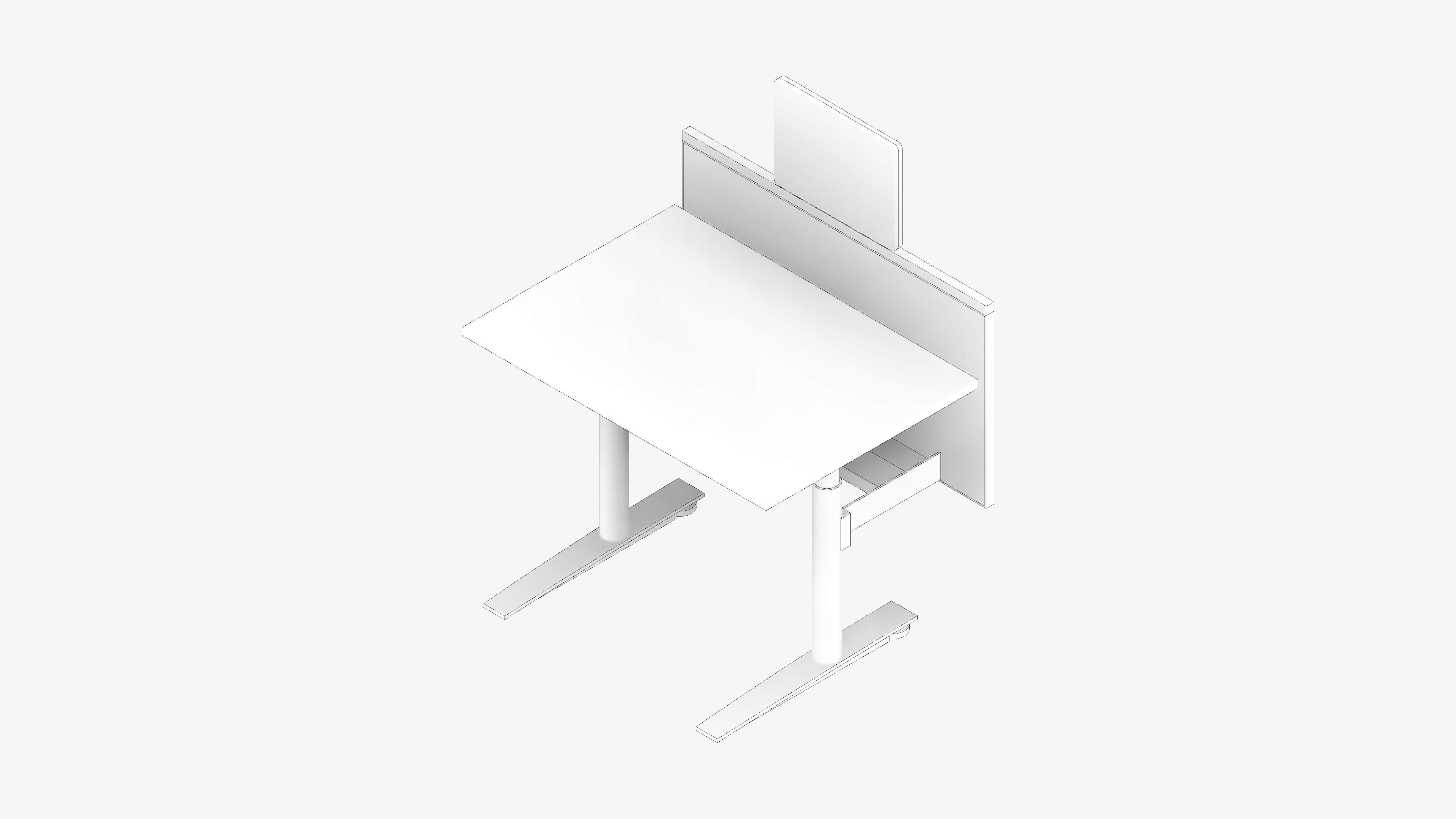 Desk - Single - Officetec - Modela - Linear - Adjustable Height Low-poly 3D model_2