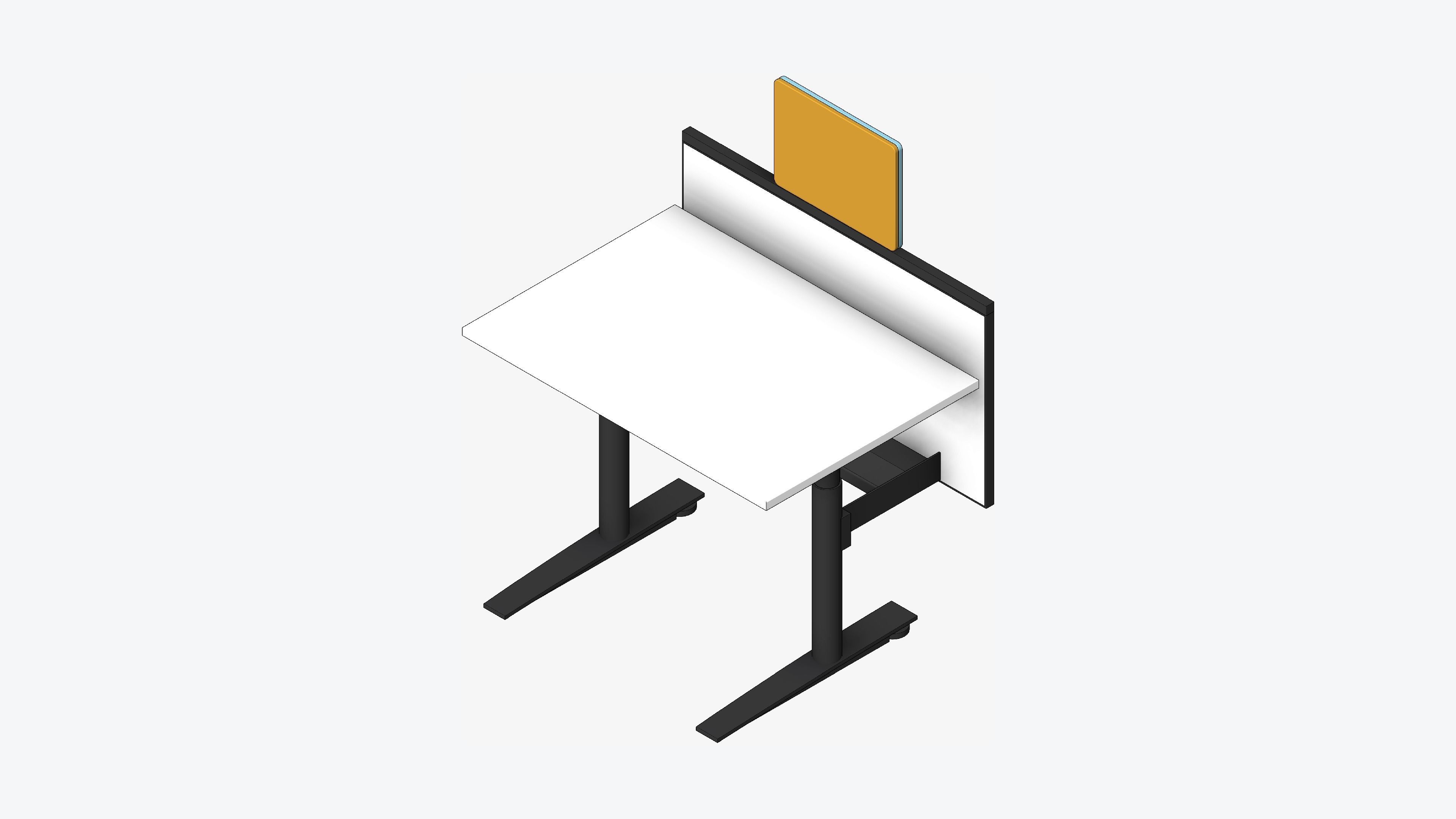 Desk - Single - Officetec - Modela - Linear - Adjustable Height Low-poly 3D model_1