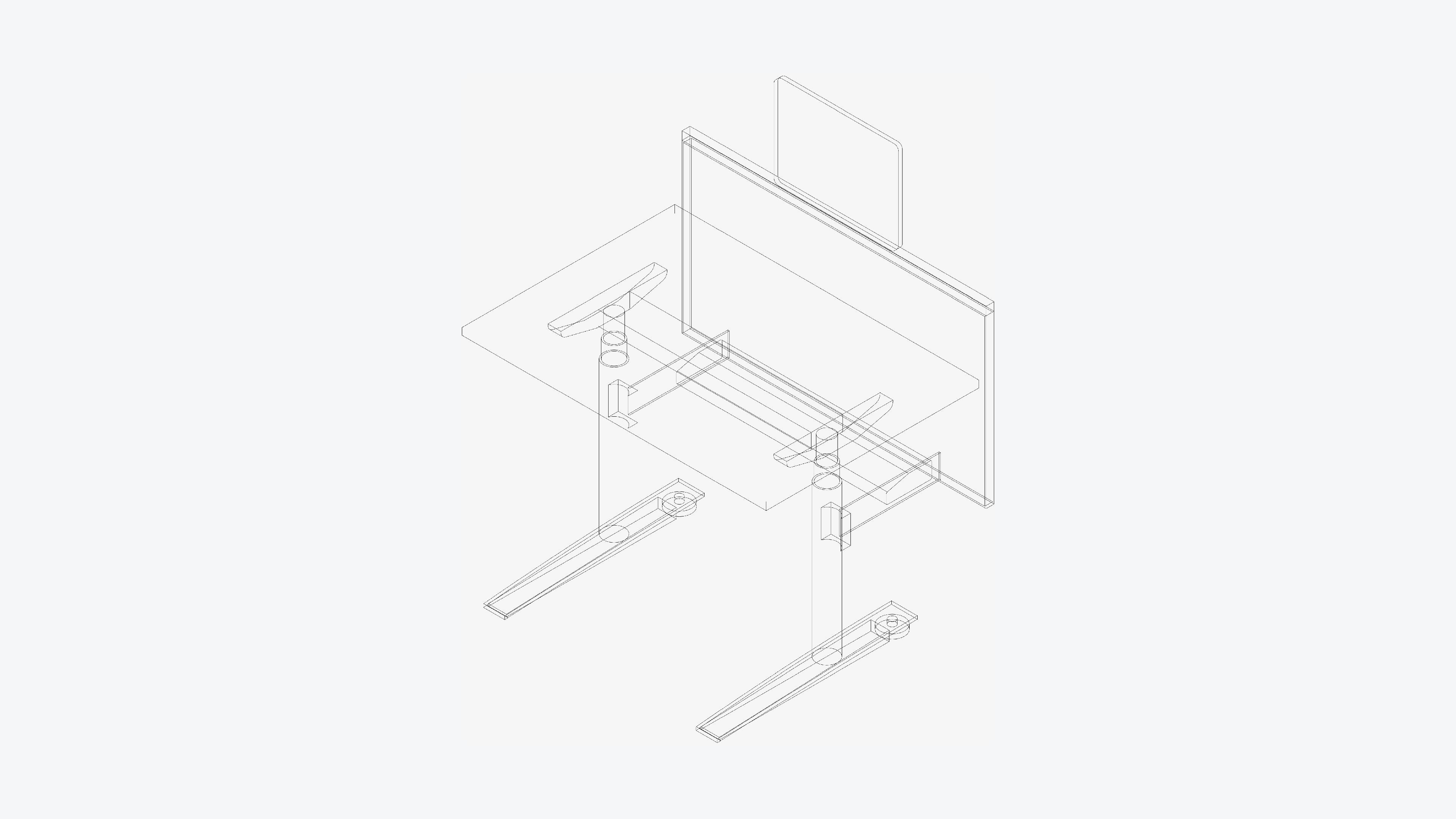 Desk - Single - Officetec - Modela - Linear - Adjustable Height Low-poly 3D model_3