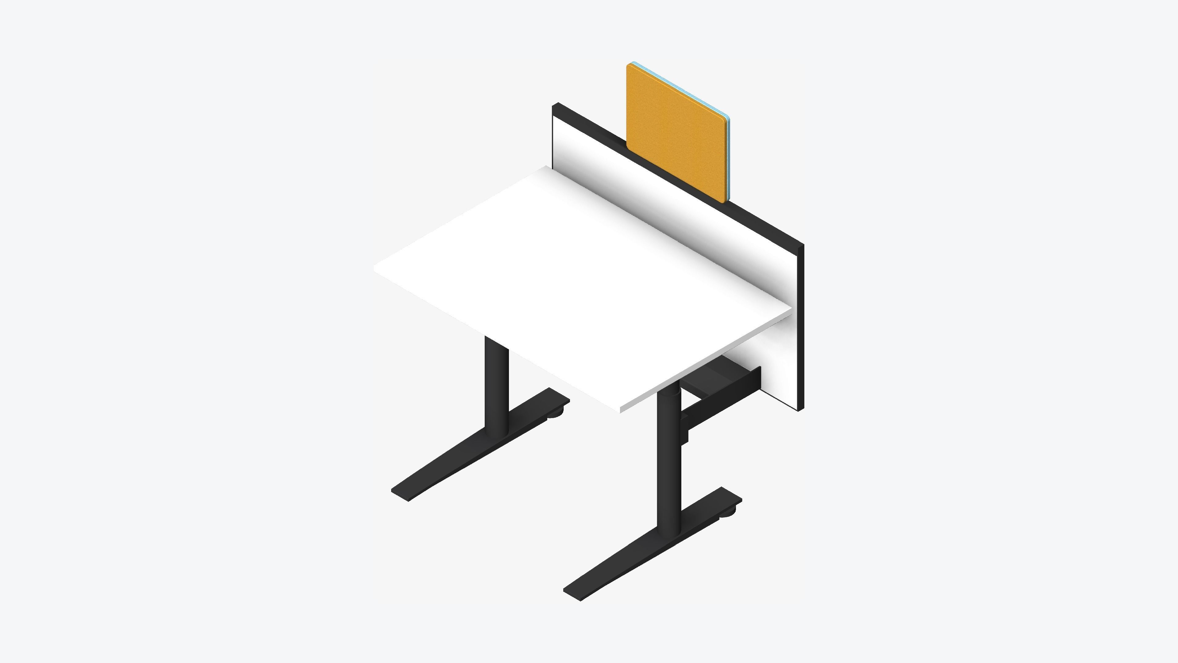 Desk - Single - Officetec - Modela - Linear - Adjustable Height Low-poly 3D model_6