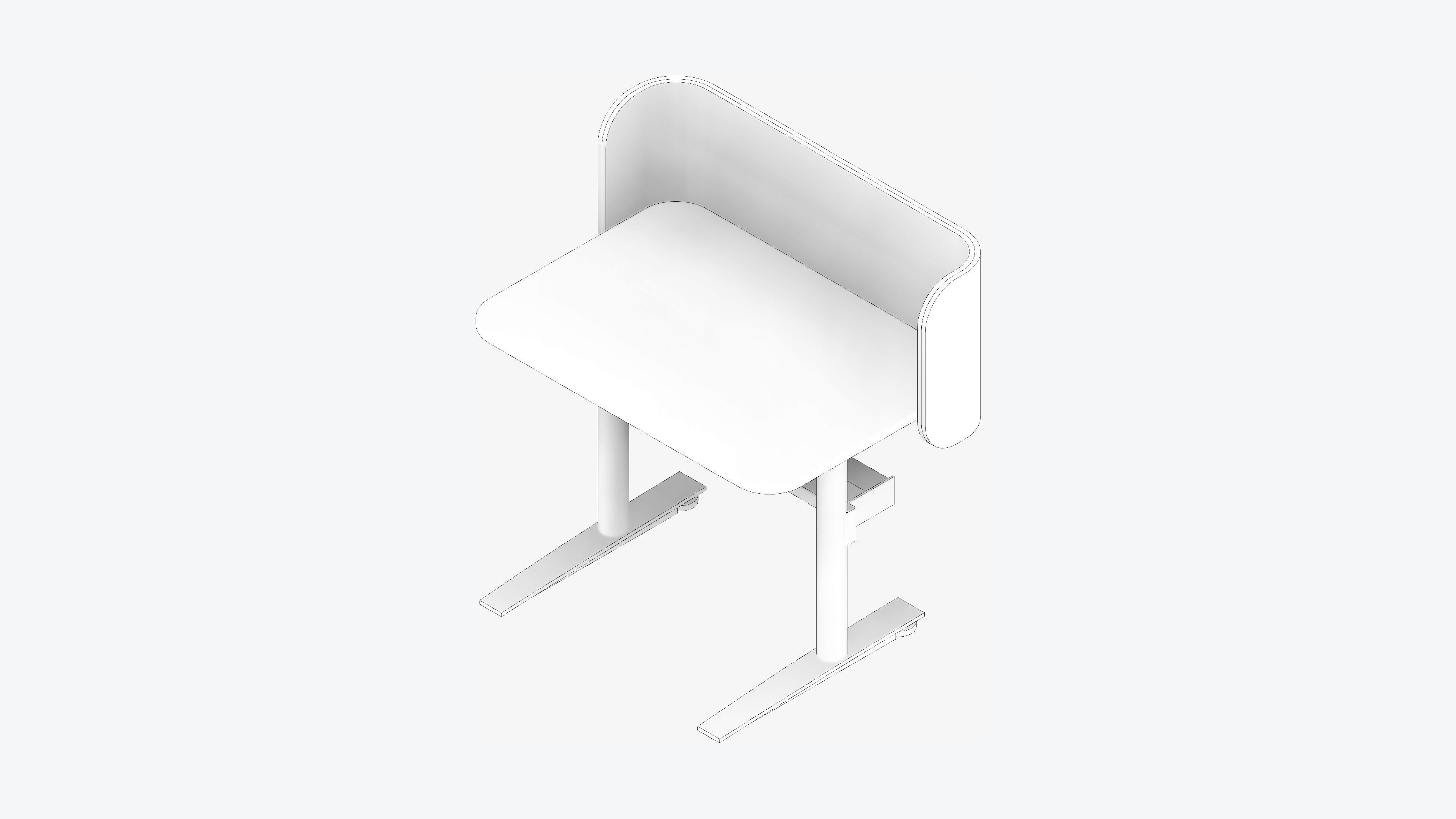 Desk - Single - Officetec - Modela - Linear - Fixed Height Low-poly 3D model_2