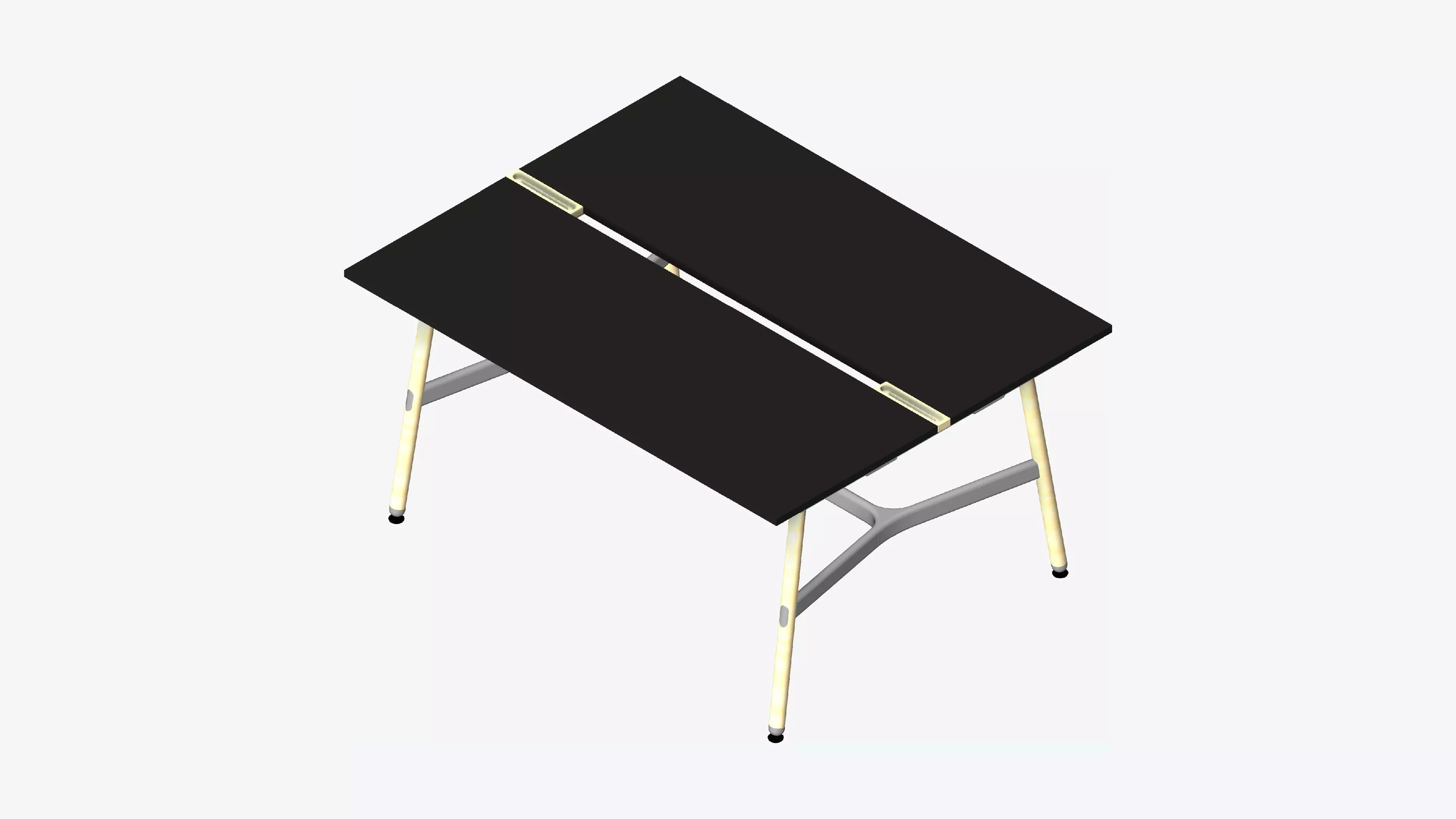 Desk - Timberline - Workstation - Dbl - Side - 2 - Person - Mid Low-poly 3D model