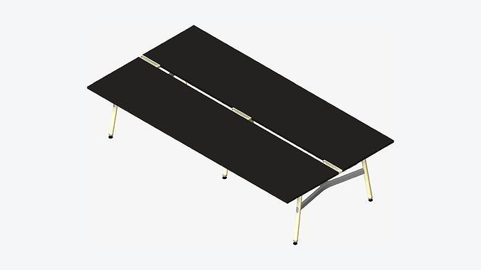 Desk - Timberline - Workstation - Dbl - Side - 4 - Person - Low Low-poly 3D model
