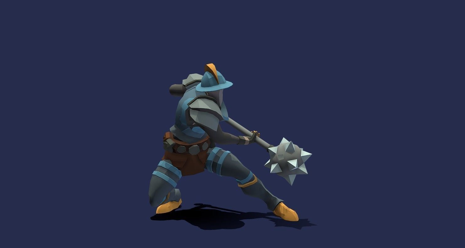 Soullike Style 03 Hammer man  Animations x115 Humanoid Low-poly 3D model_37
