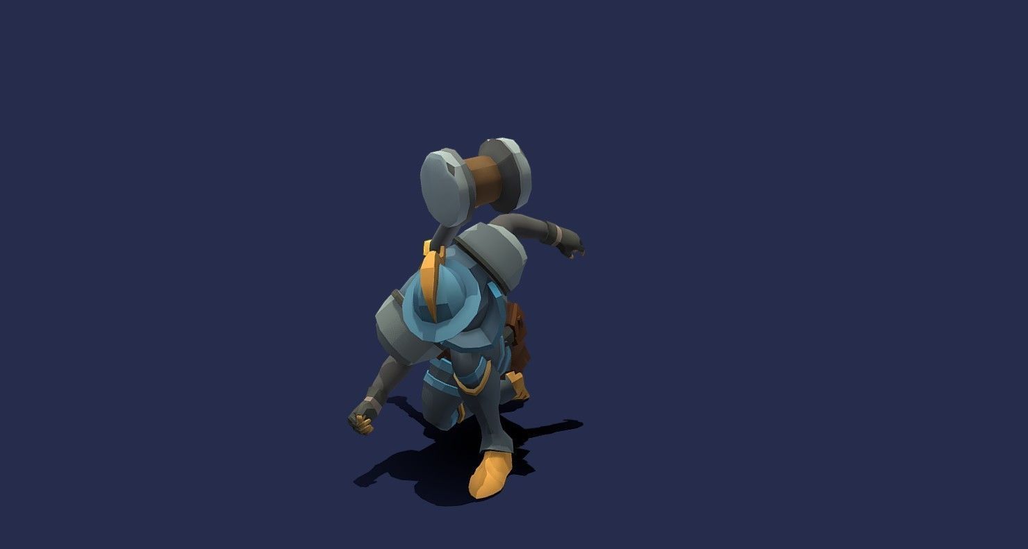 Soullike Style 03 Hammer man  Animations x115 Humanoid Low-poly 3D model_26