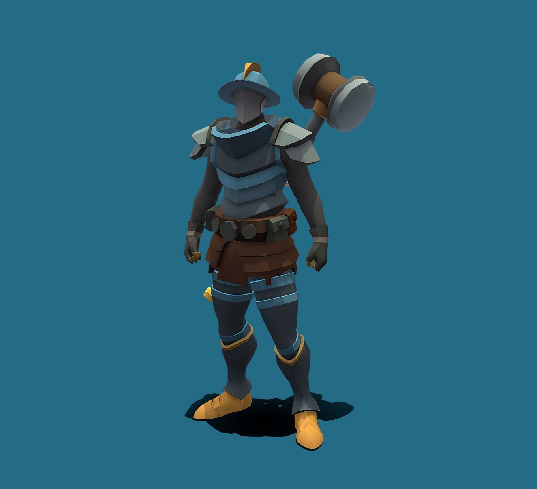 Soullike Style 03 Hammer man  Animations x115 Humanoid Low-poly 3D model_2