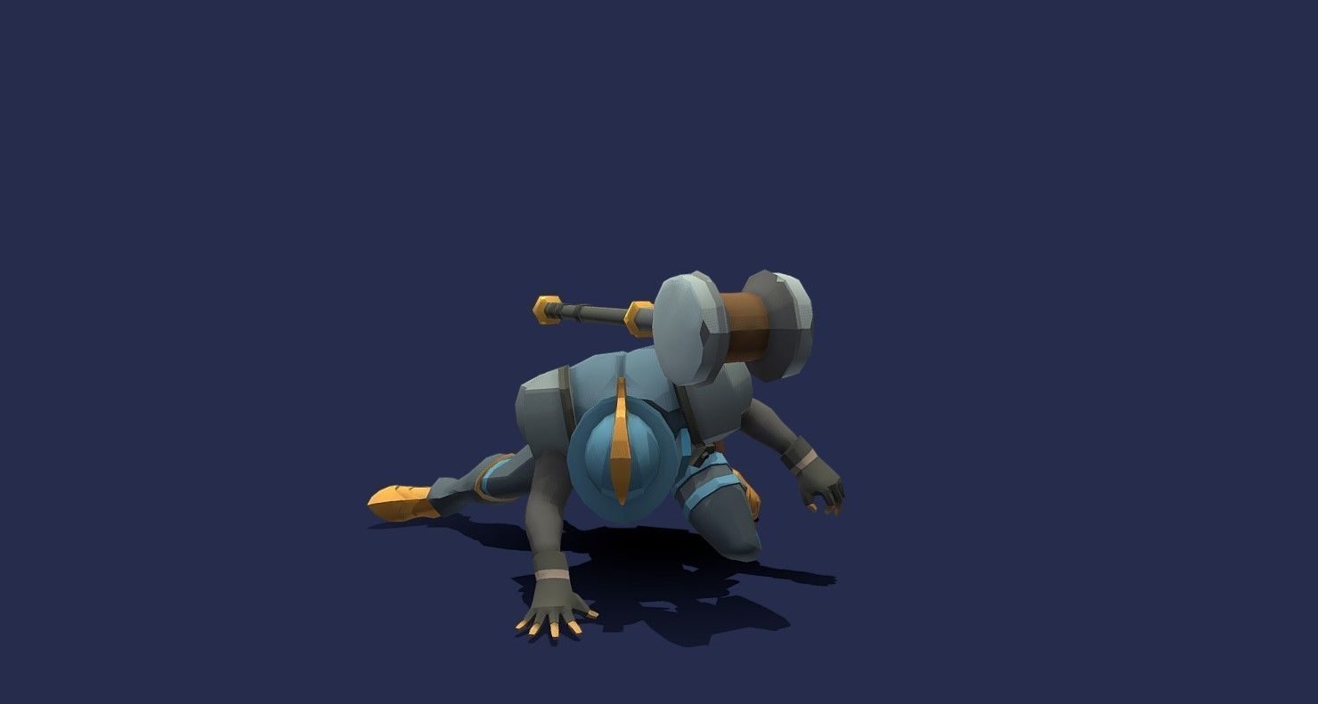 Soullike Style 03 Hammer man  Animations x115 Humanoid Low-poly 3D model_19