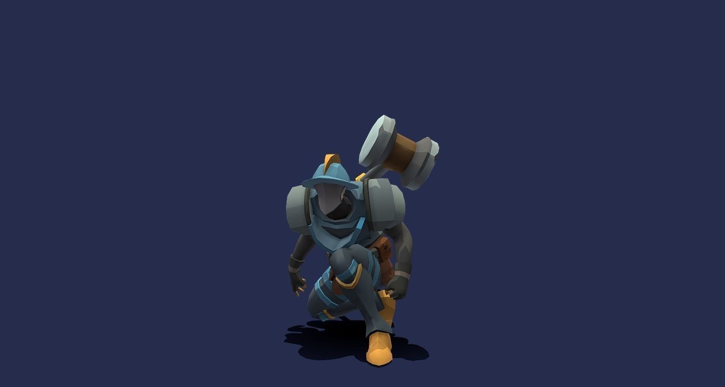 Soullike Style 03 Hammer man  Animations x115 Humanoid Low-poly 3D model_25