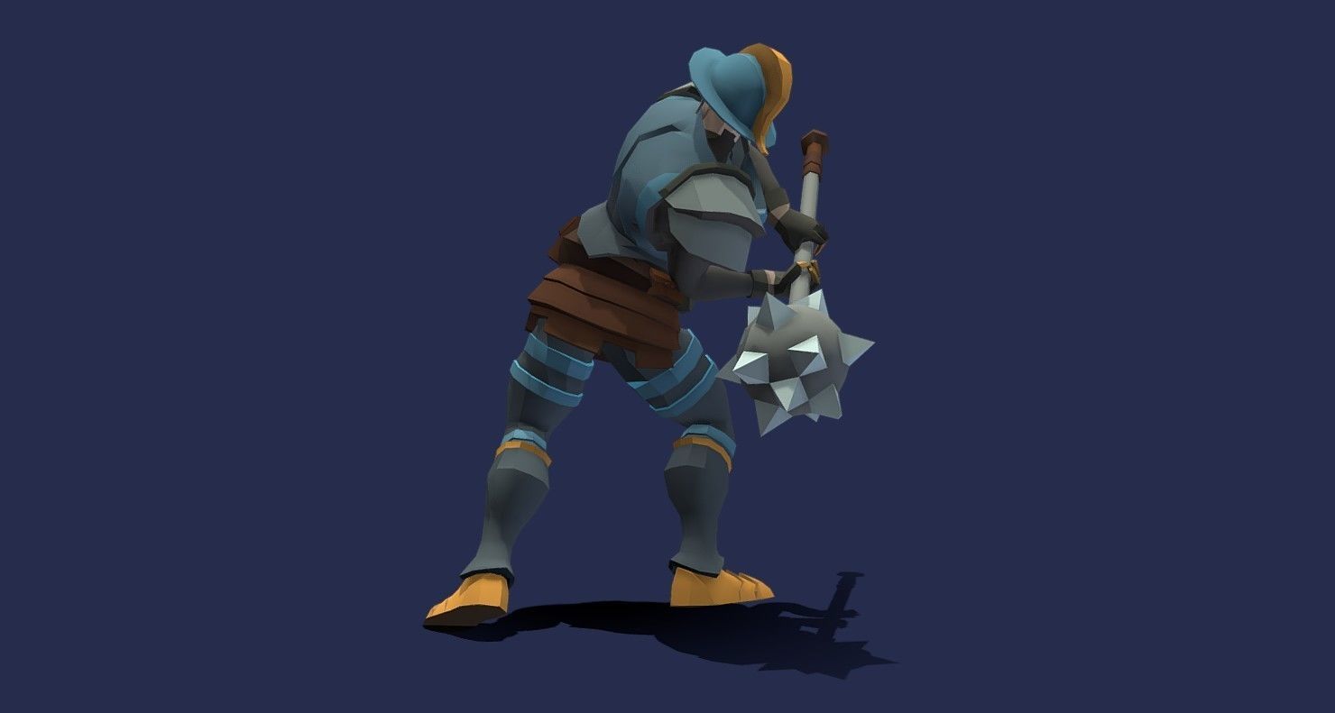 Soullike Style 03 Hammer man  Animations x115 Humanoid Low-poly 3D model_35