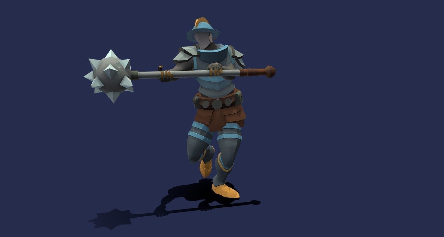 Soullike Style 03 Hammer man  Animations x115 Humanoid Low-poly 3D model_39