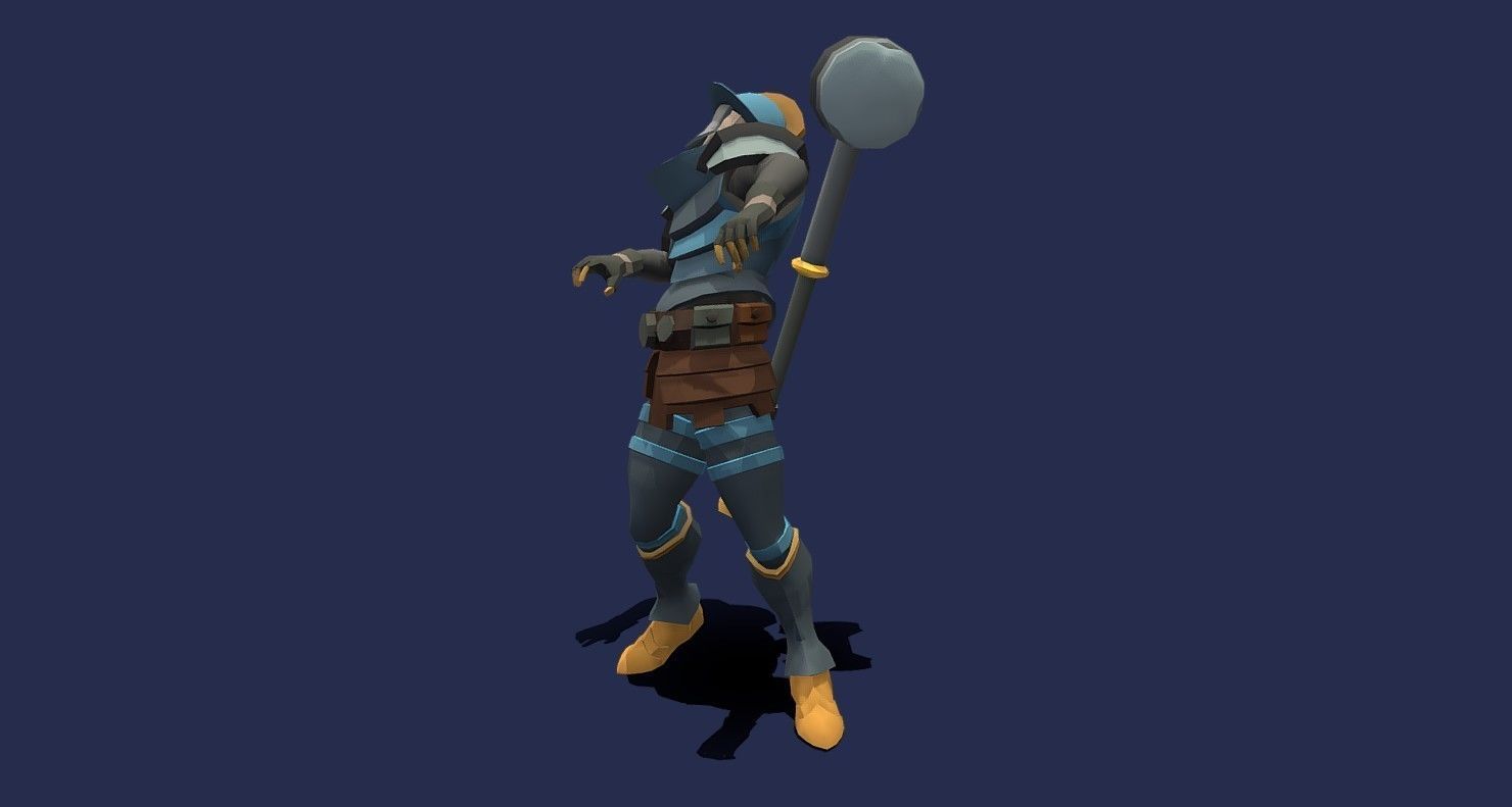 Soullike Style 03 Hammer man  Animations x115 Humanoid Low-poly 3D model_31