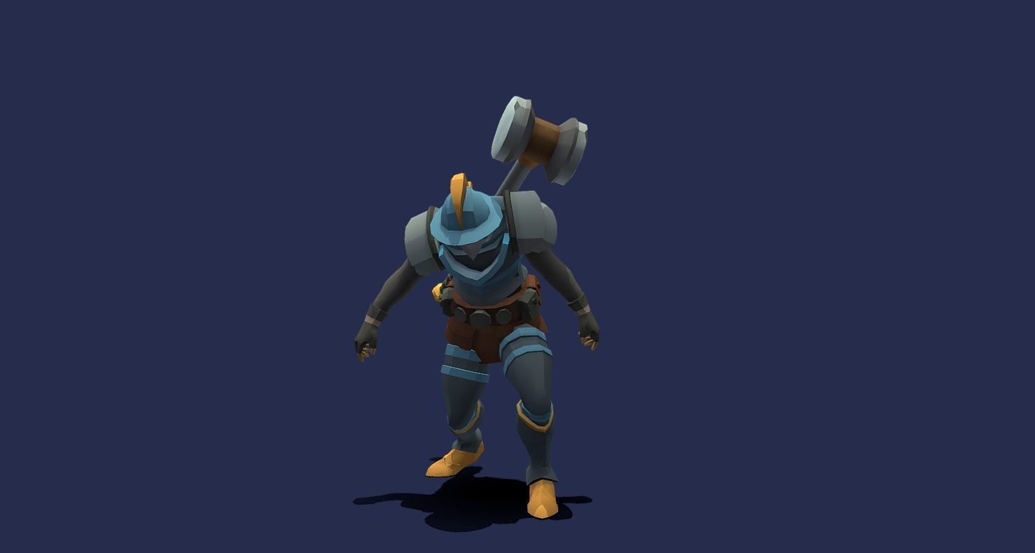 Soullike Style 03 Hammer man  Animations x115 Humanoid Low-poly 3D model_18