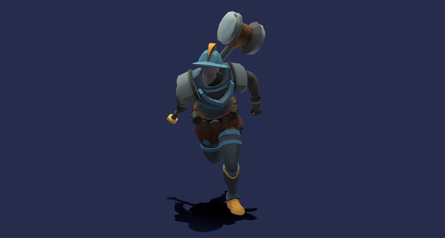 Soullike Style 03 Hammer man  Animations x115 Humanoid Low-poly 3D model_15