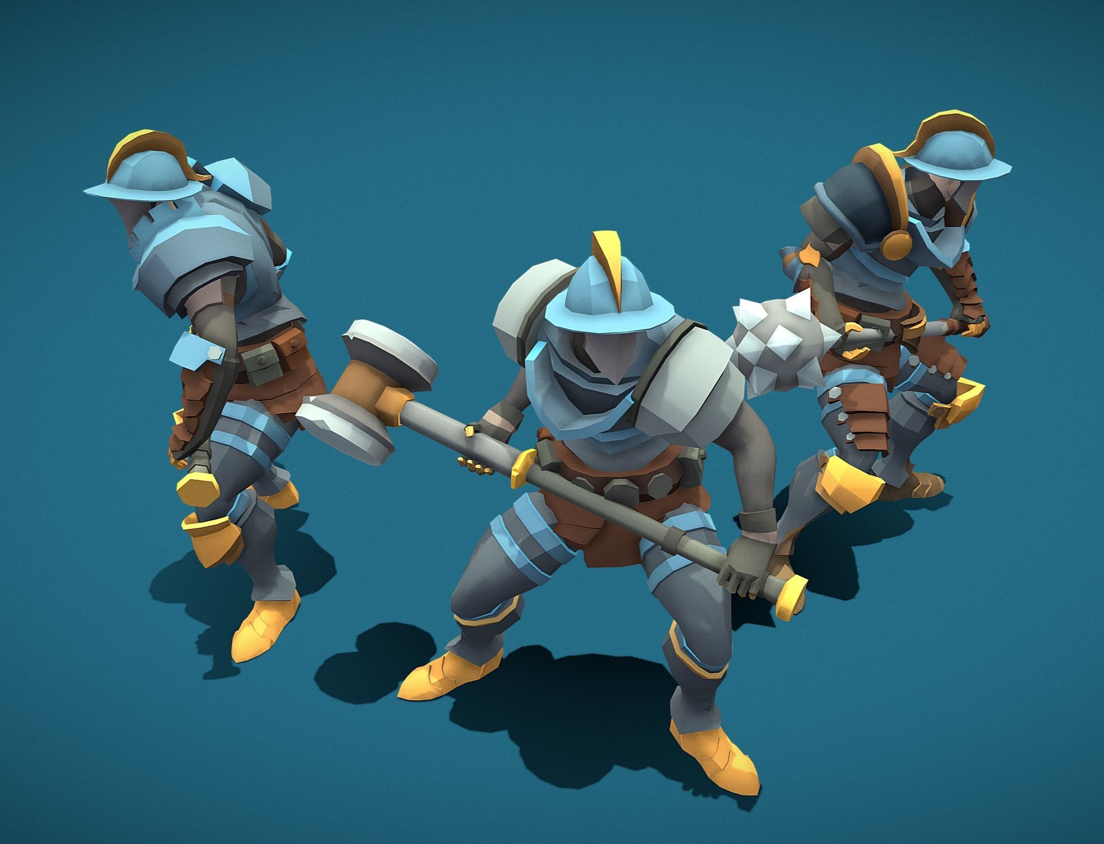 Soullike Style 03 Hammer man  Animations x115 Humanoid Low-poly 3D model_7