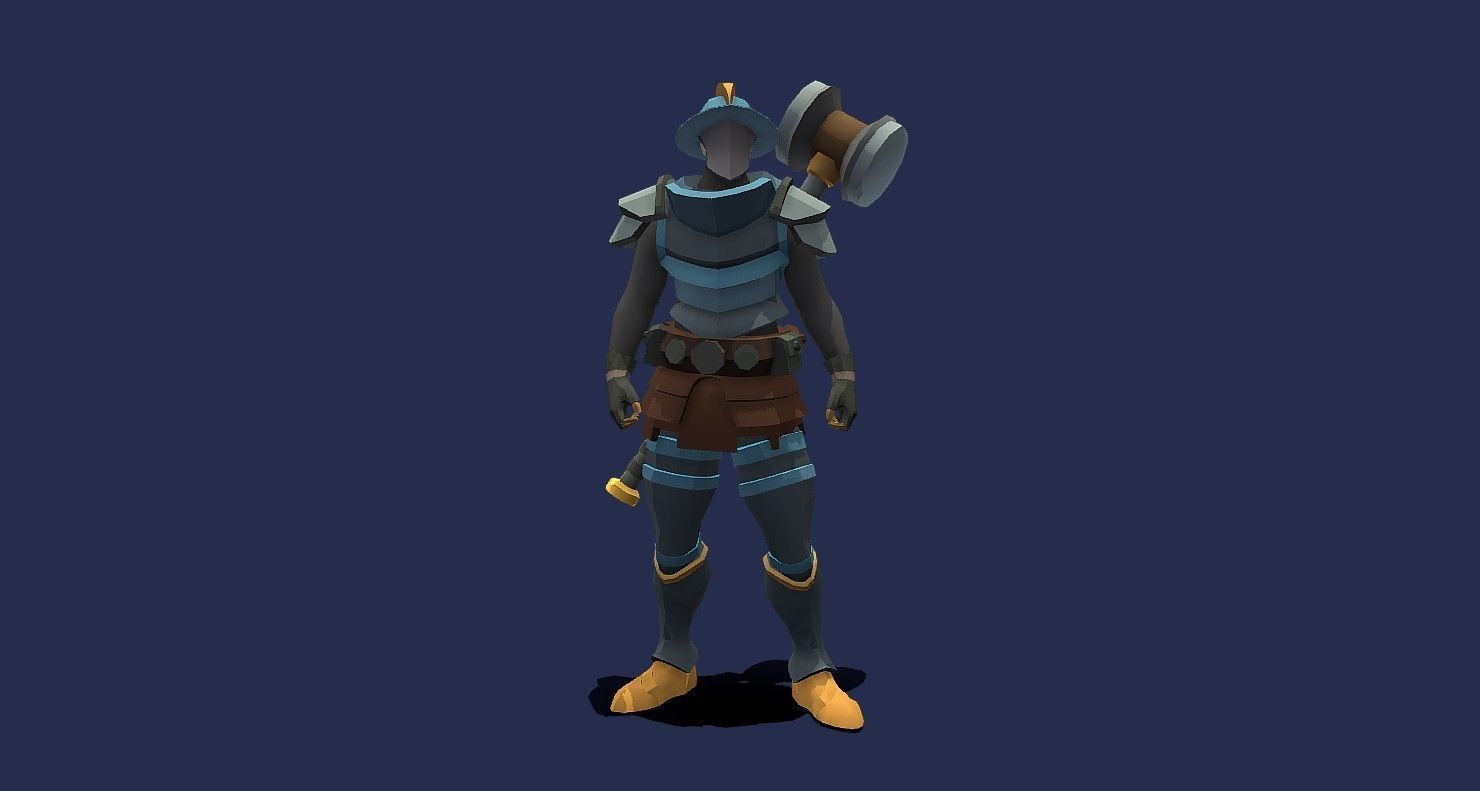 Soullike Style 03 Hammer man  Animations x115 Humanoid Low-poly 3D model_16