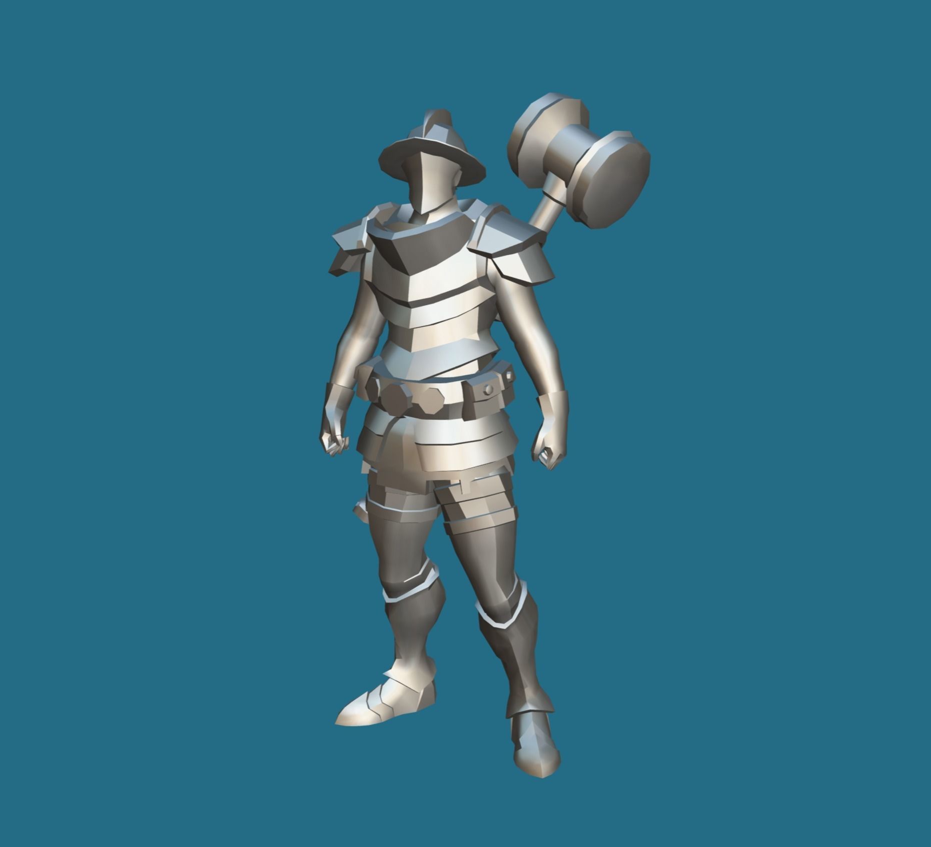 Soullike Style 03 Hammer man  Animations x115 Humanoid Low-poly 3D model_5