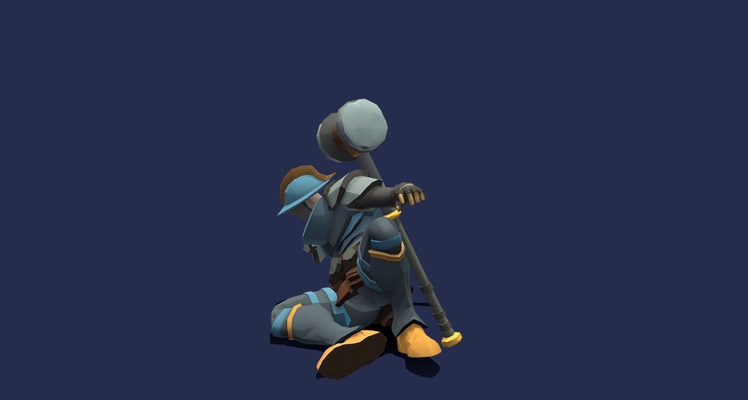 Soullike Style 03 Hammer man  Animations x115 Humanoid Low-poly 3D model_28