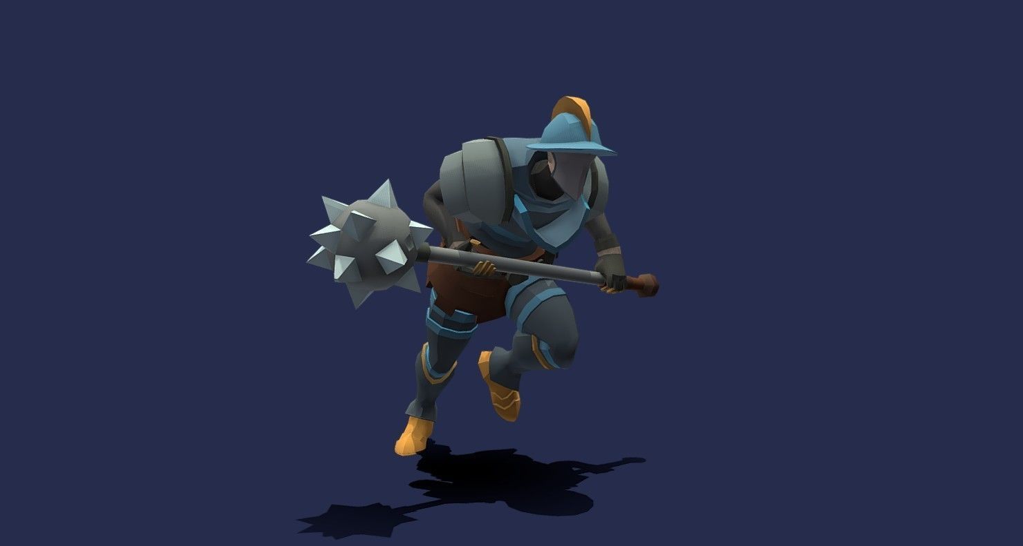 Soullike Style 03 Hammer man  Animations x115 Humanoid Low-poly 3D model_32