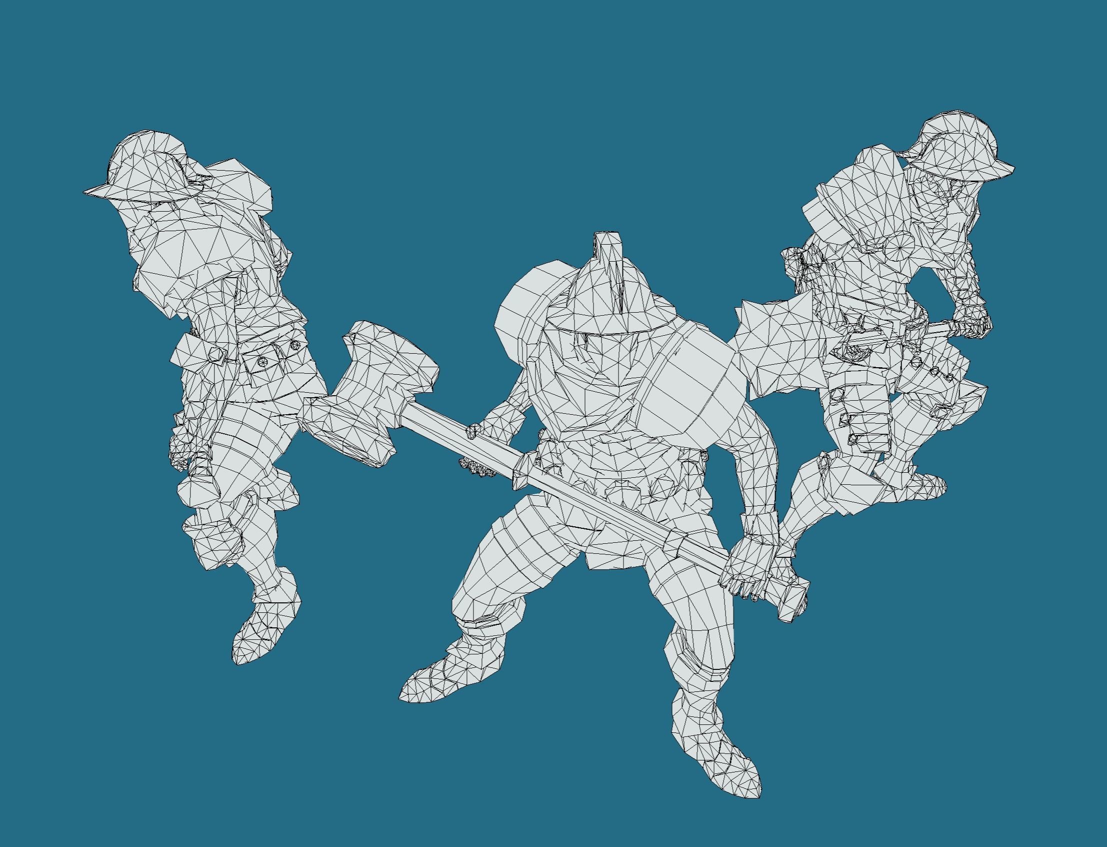 Soullike Style 03 Hammer man  Animations x115 Humanoid Low-poly 3D model_9