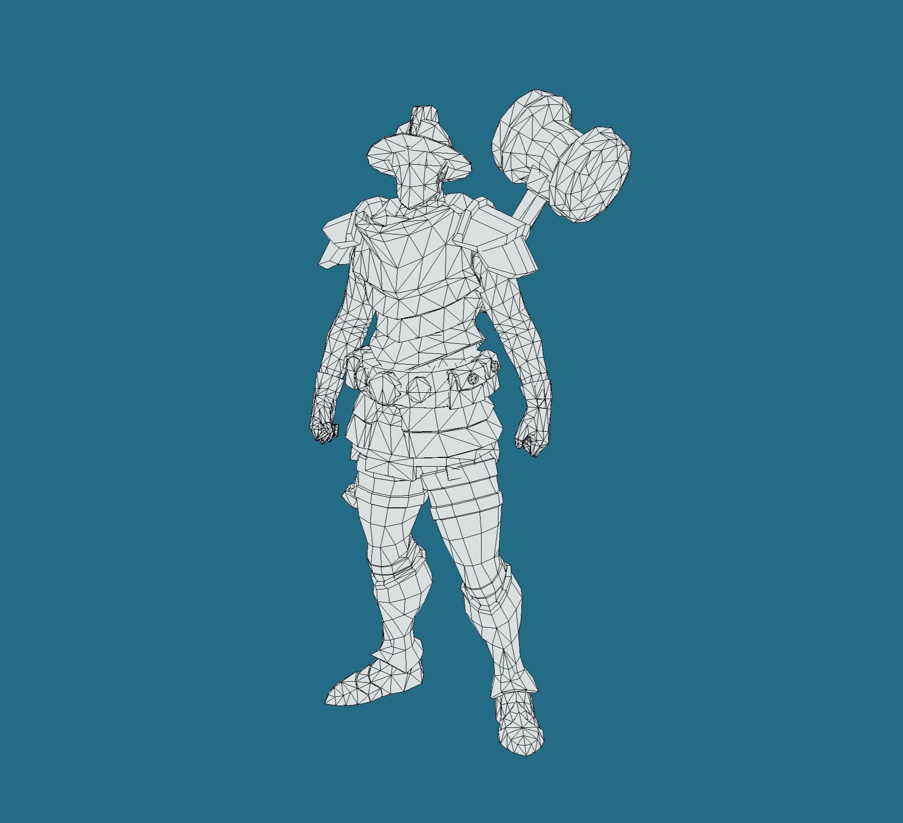 Soullike Style 03 Hammer man  Animations x115 Humanoid Low-poly 3D model_6