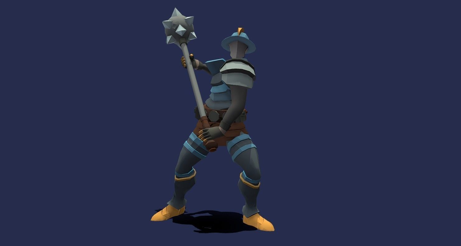 Soullike Style 03 Hammer man  Animations x115 Humanoid Low-poly 3D model_36
