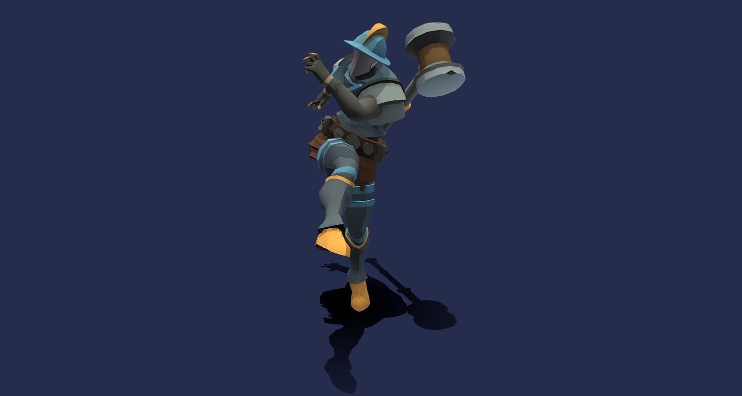 Soullike Style 03 Hammer man  Animations x115 Humanoid Low-poly 3D model_23