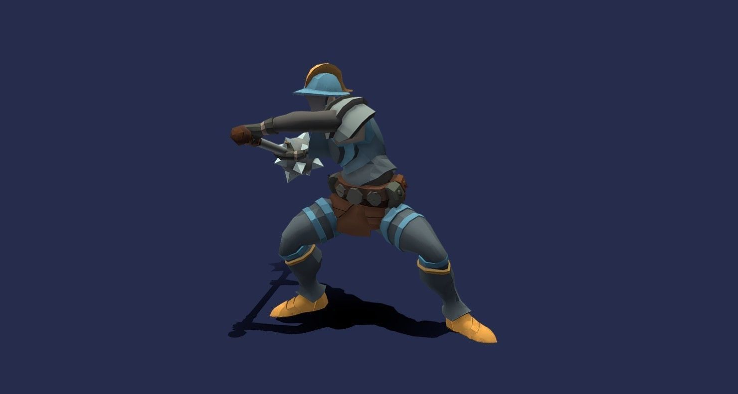 Soullike Style 03 Hammer man  Animations x115 Humanoid Low-poly 3D model_41
