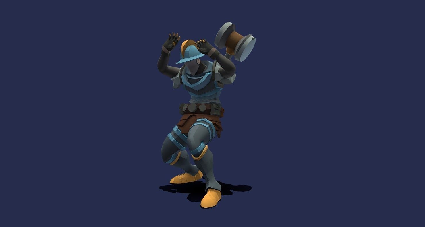 Soullike Style 03 Hammer man  Animations x115 Humanoid Low-poly 3D model_22