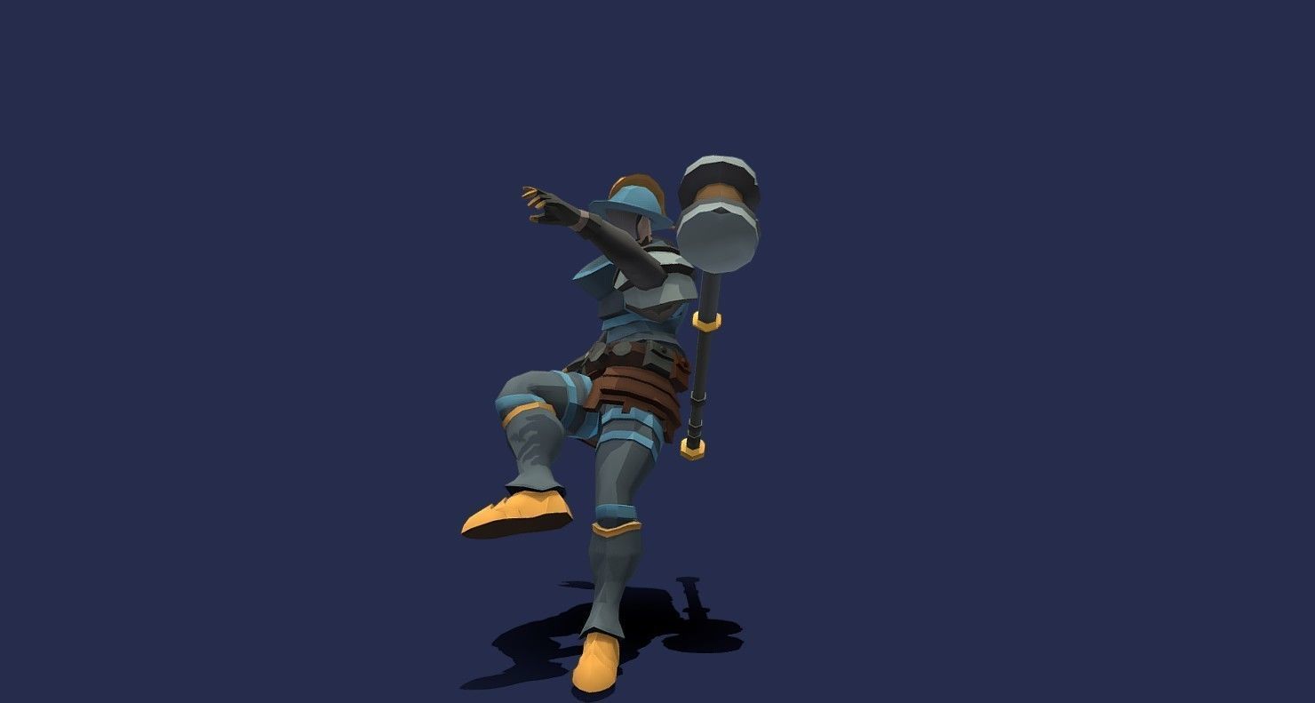 Soullike Style 03 Hammer man  Animations x115 Humanoid Low-poly 3D model_24